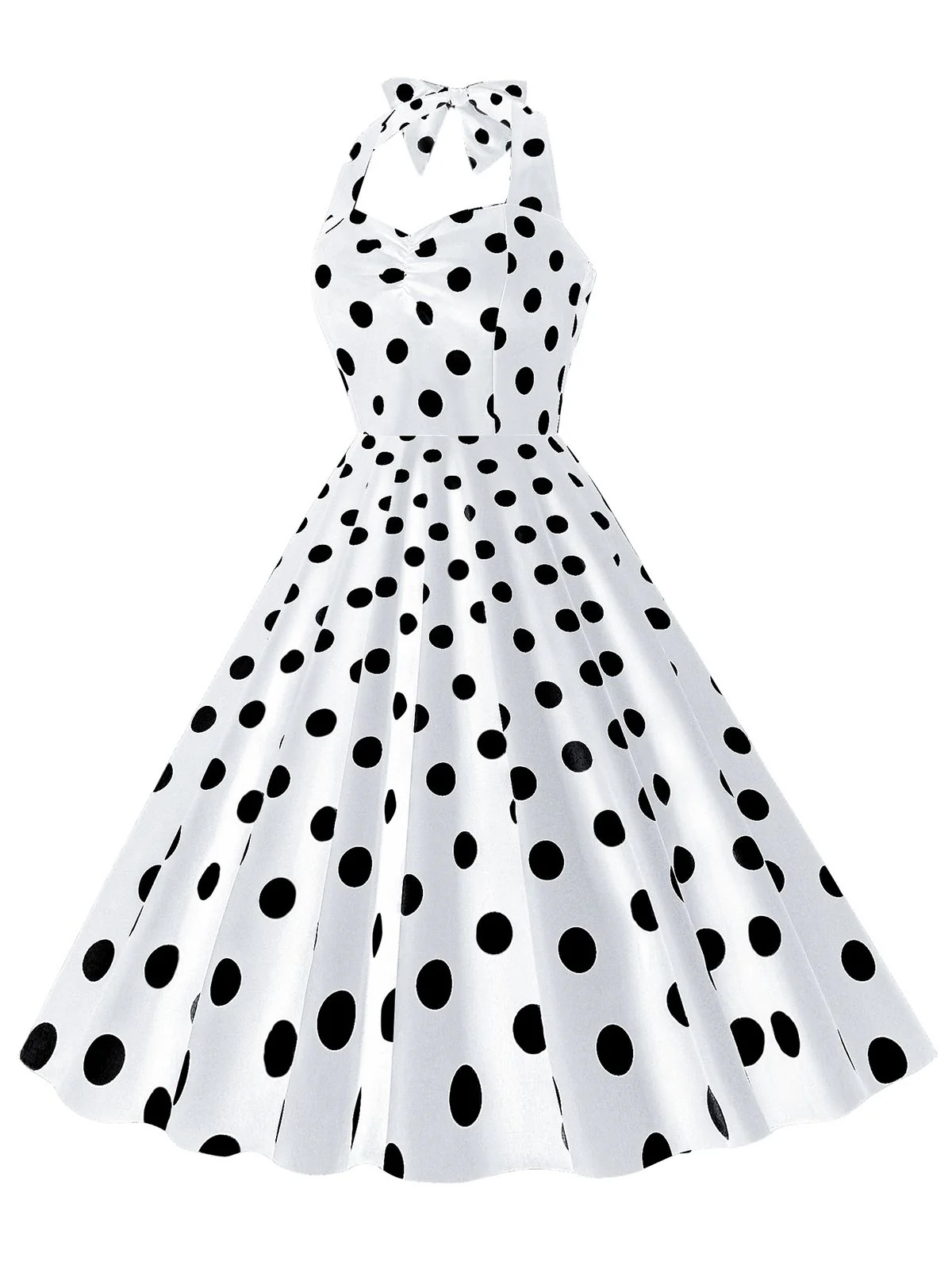 1950s Polka Dot Halter Swing Dress - Image 5