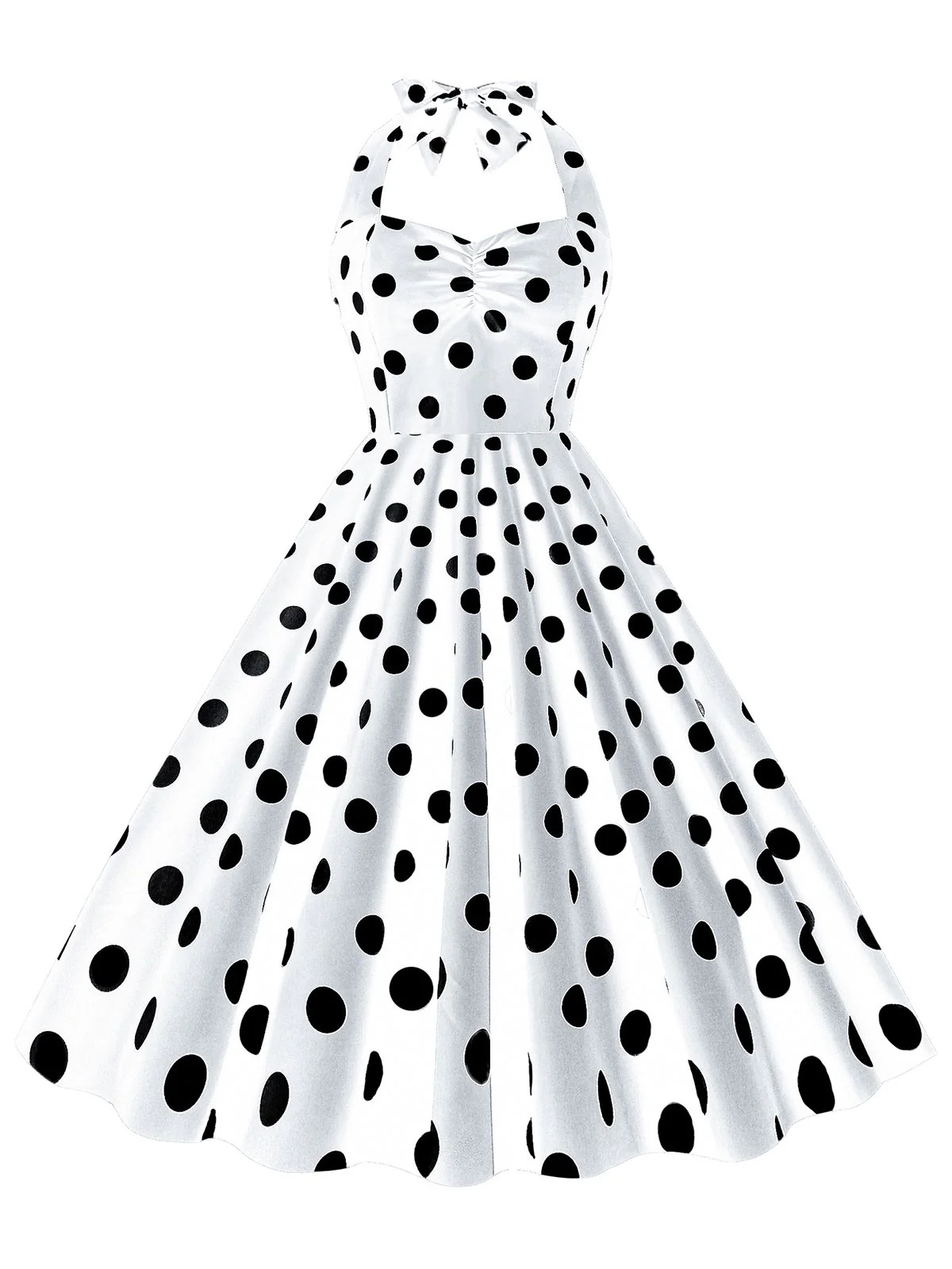 1950s Polka Dot Halter Swing Dress - Image 6