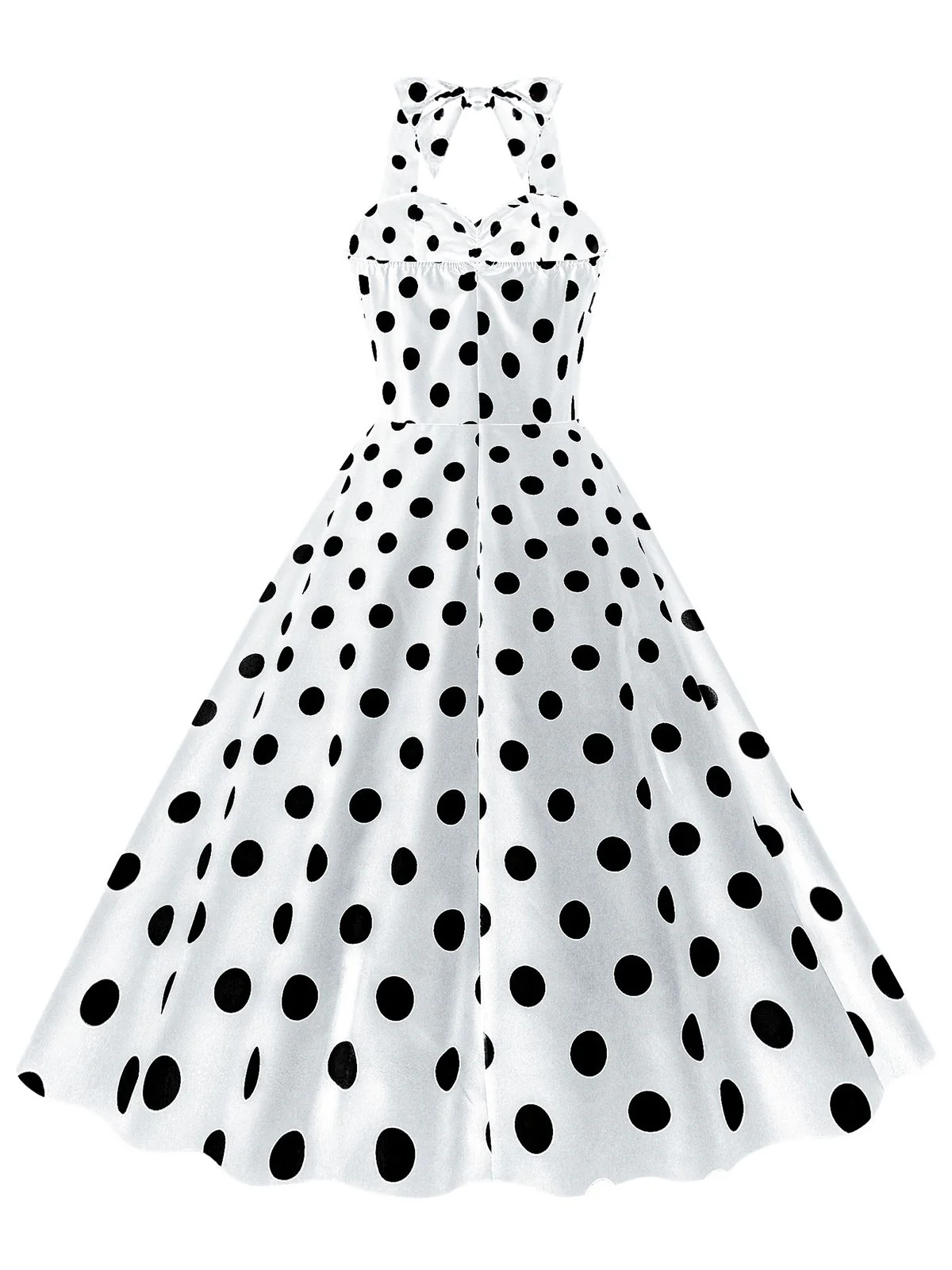 1950s Polka Dot Halter Swing Dress - Image 7