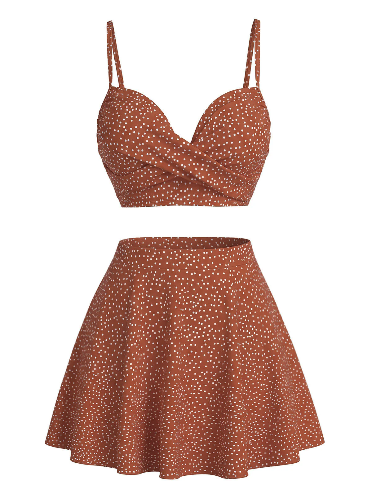 1950s Polka Dot High-Waist Bikini Set & Cover-Up - Image 5