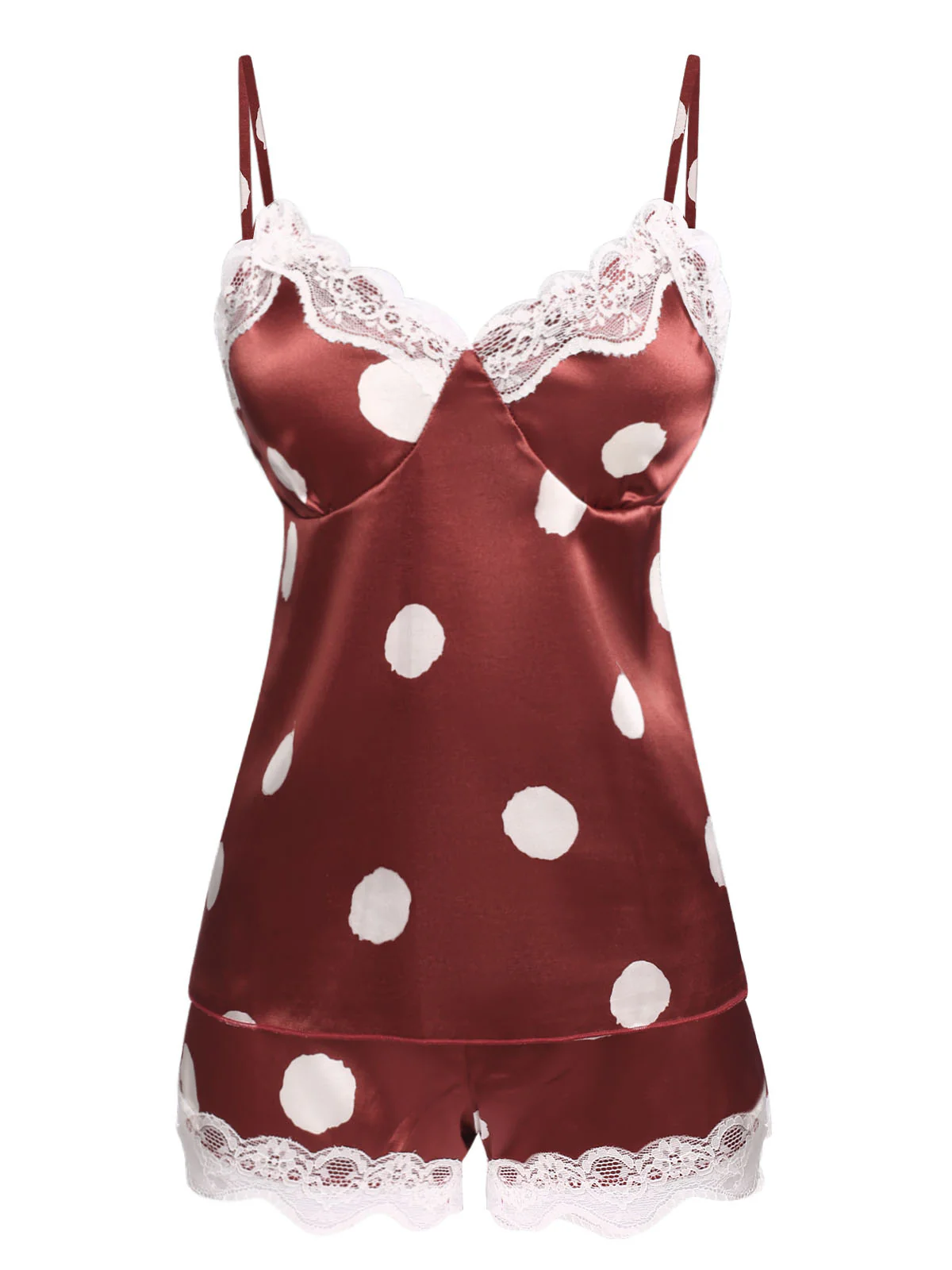1950s Polka Dot Lace Camisole Sleepwear - Image 11