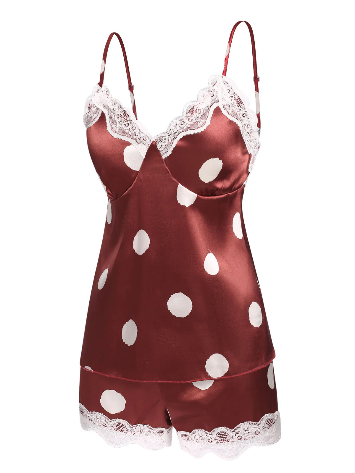 1950s Polka Dot Lace Camisole Sleepwear - Image 12