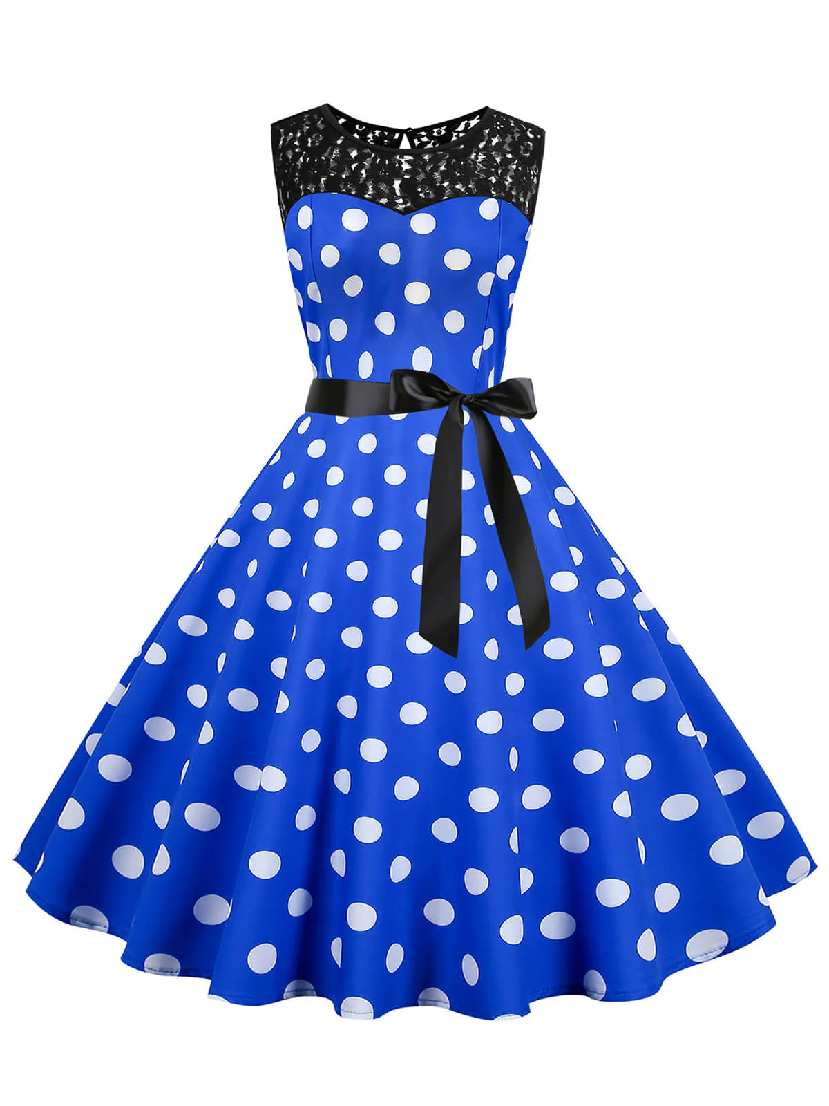 1950s Polka Dot Lace Patchwork Dress - Image 10
