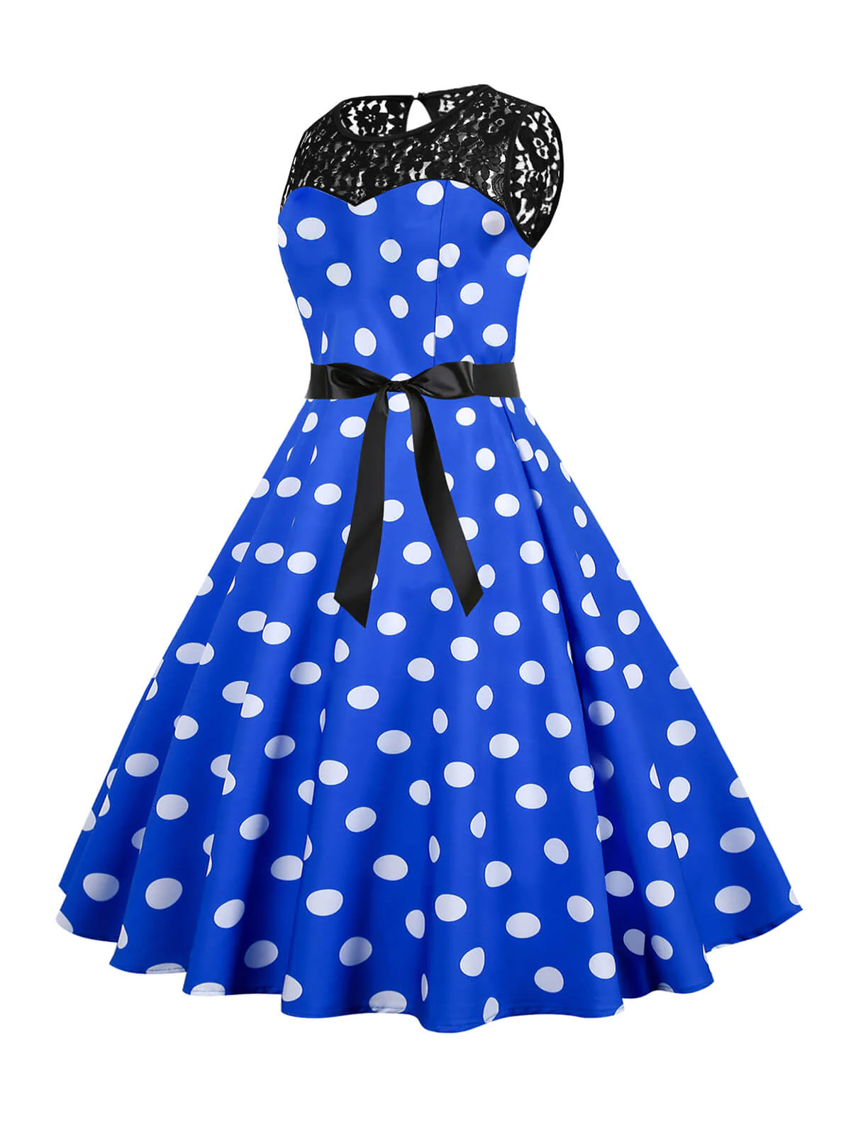 1950s Polka Dot Lace Patchwork Dress - Image 11