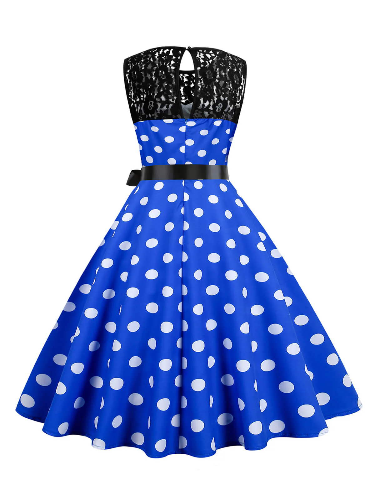 1950s Polka Dot Lace Patchwork Dress - Image 12