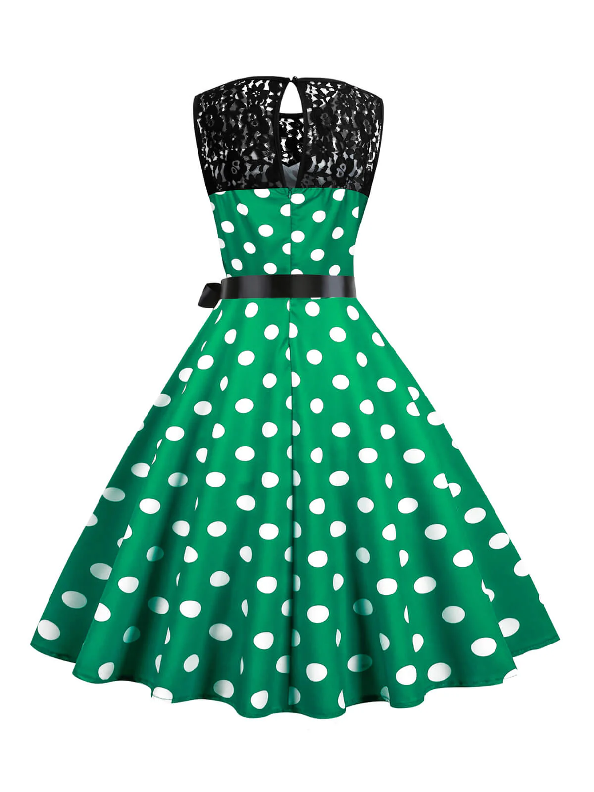 1950s Polka Dot Lace Patchwork Dress - Image 6