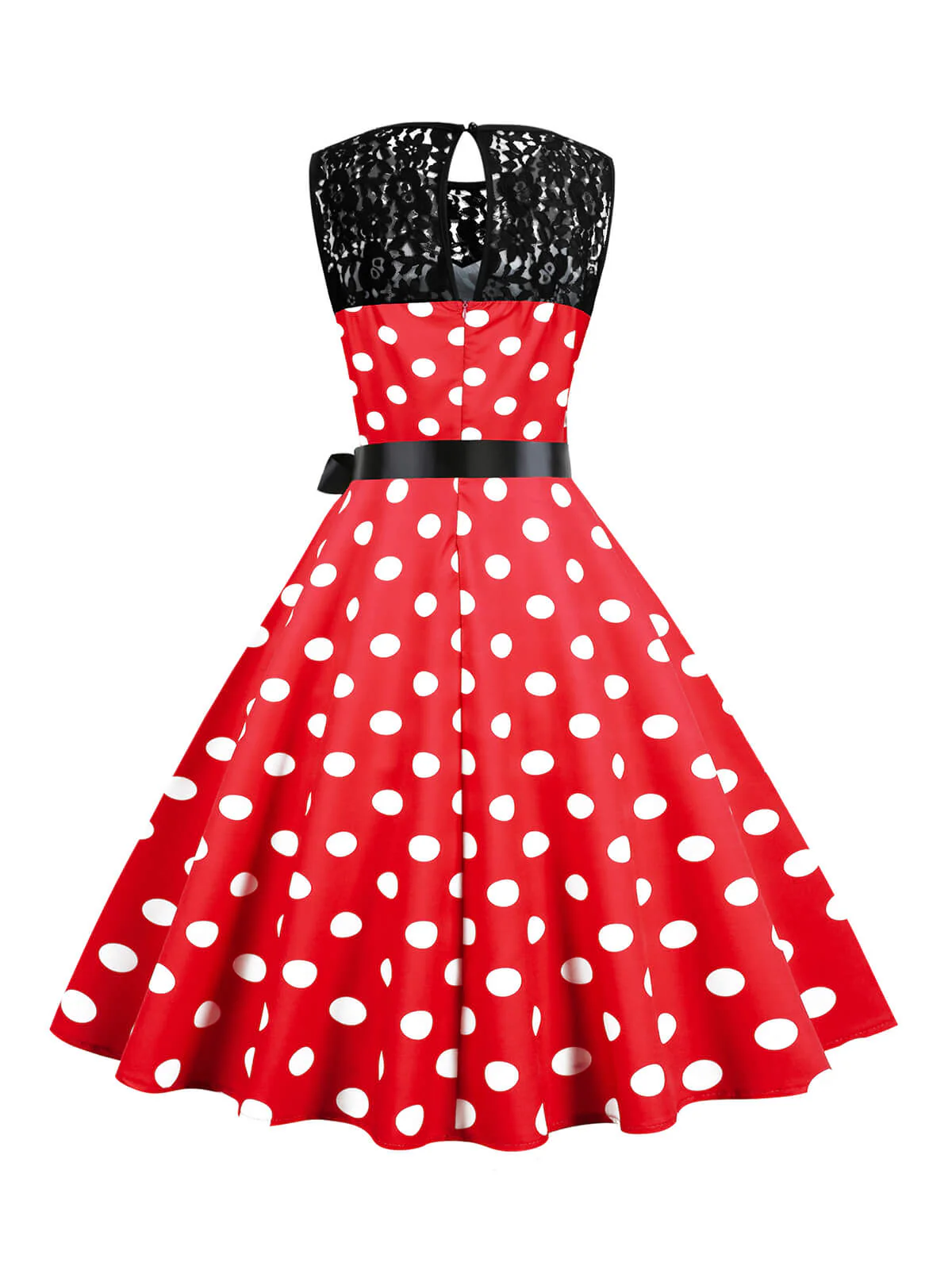1950s Polka Dot Lace Patchwork Dress - Image 9