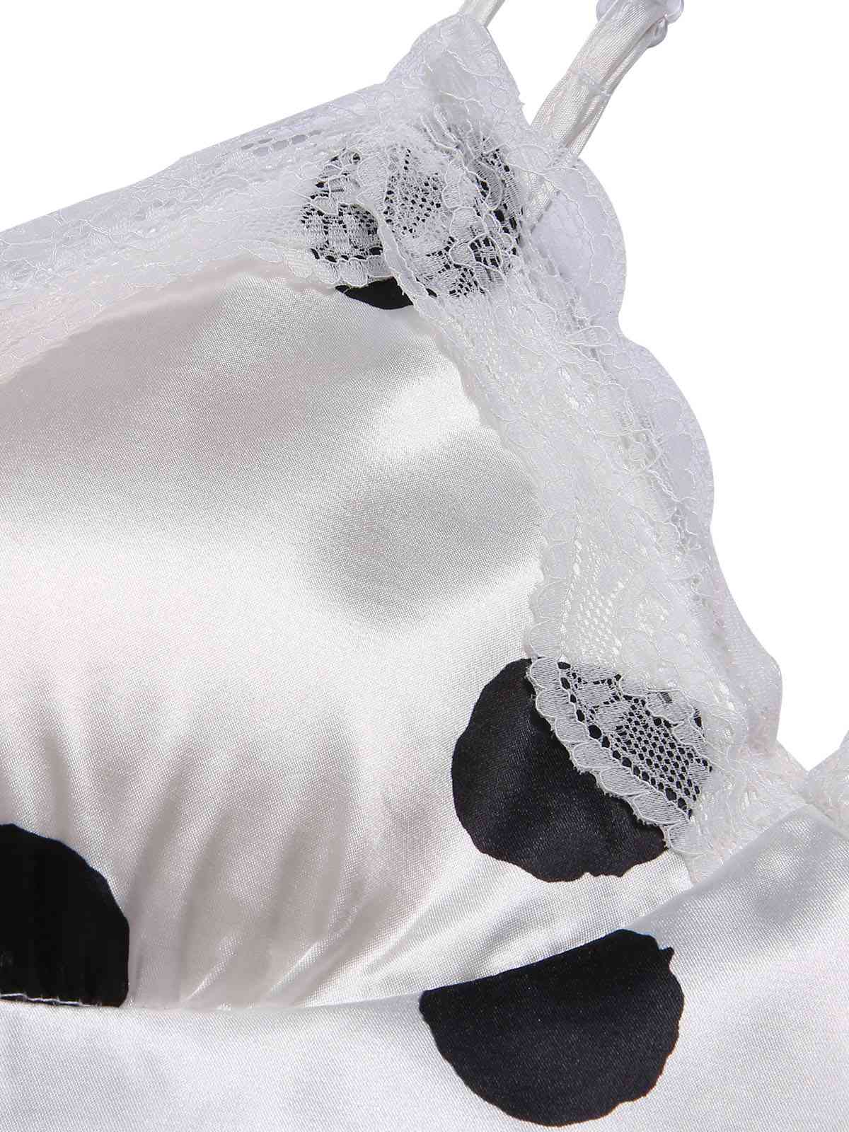 1950s Polka Dot Lace Spaghetti Straps Sleepwear - Image 12