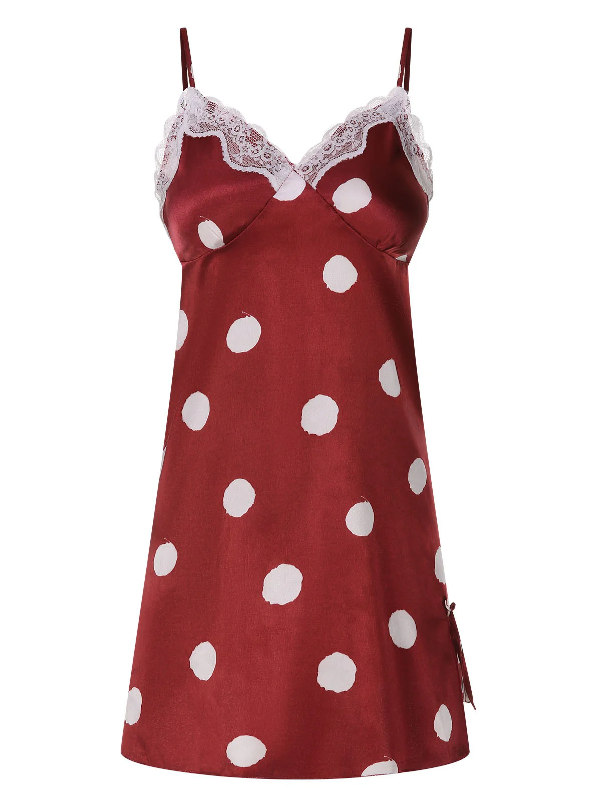 1950s Polka Dot Lace Spaghetti Straps Sleepwear - Image 14