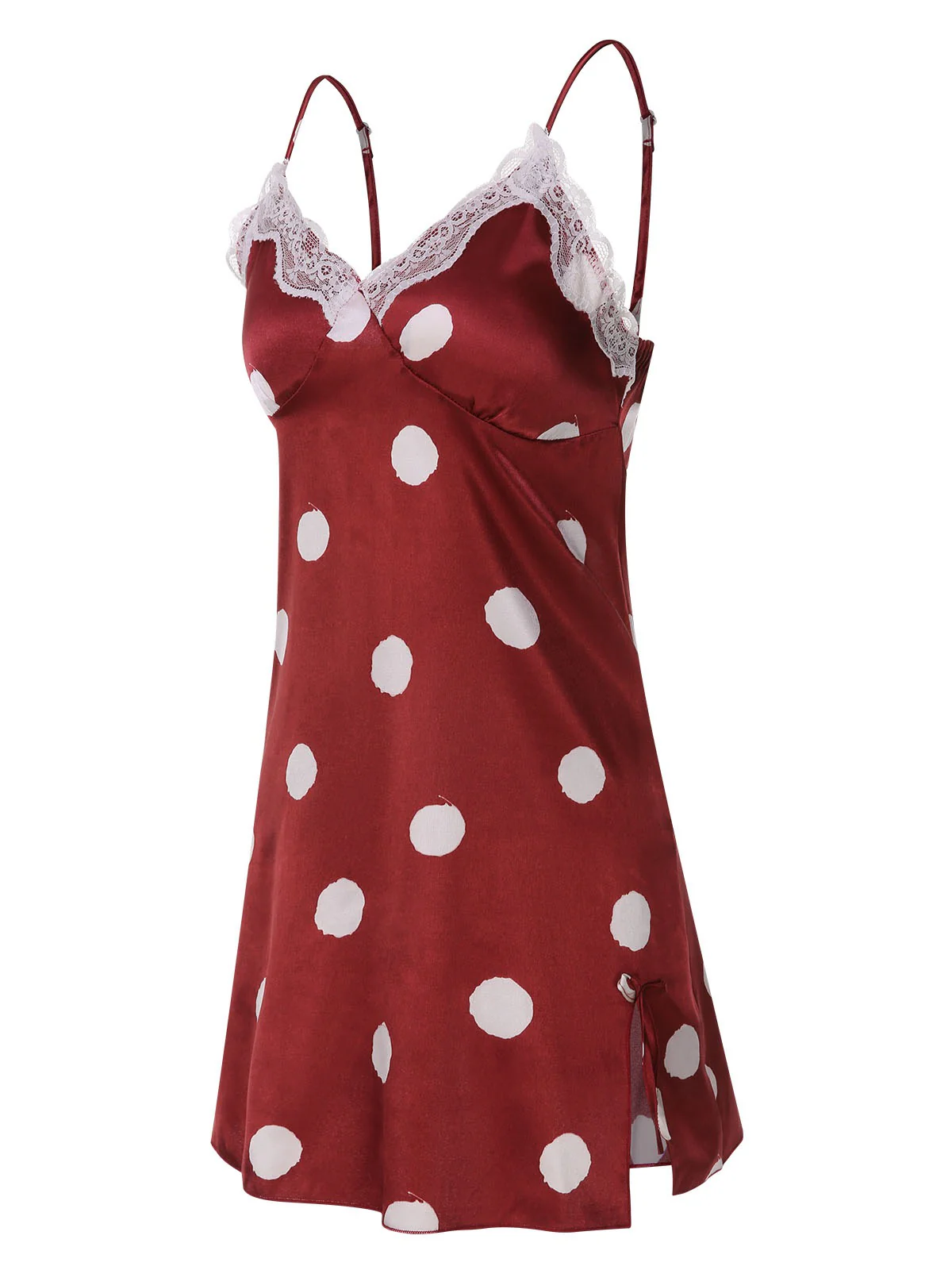 1950s Polka Dot Lace Spaghetti Straps Sleepwear - Image 15