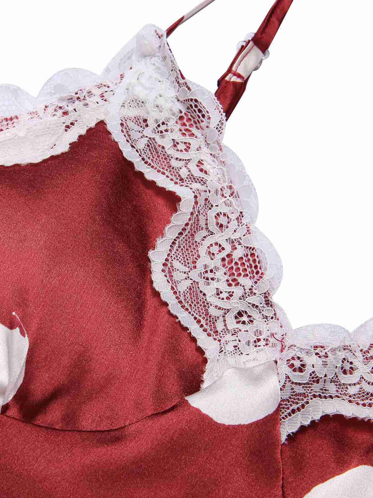 1950s Polka Dot Lace Spaghetti Straps Sleepwear - Image 18