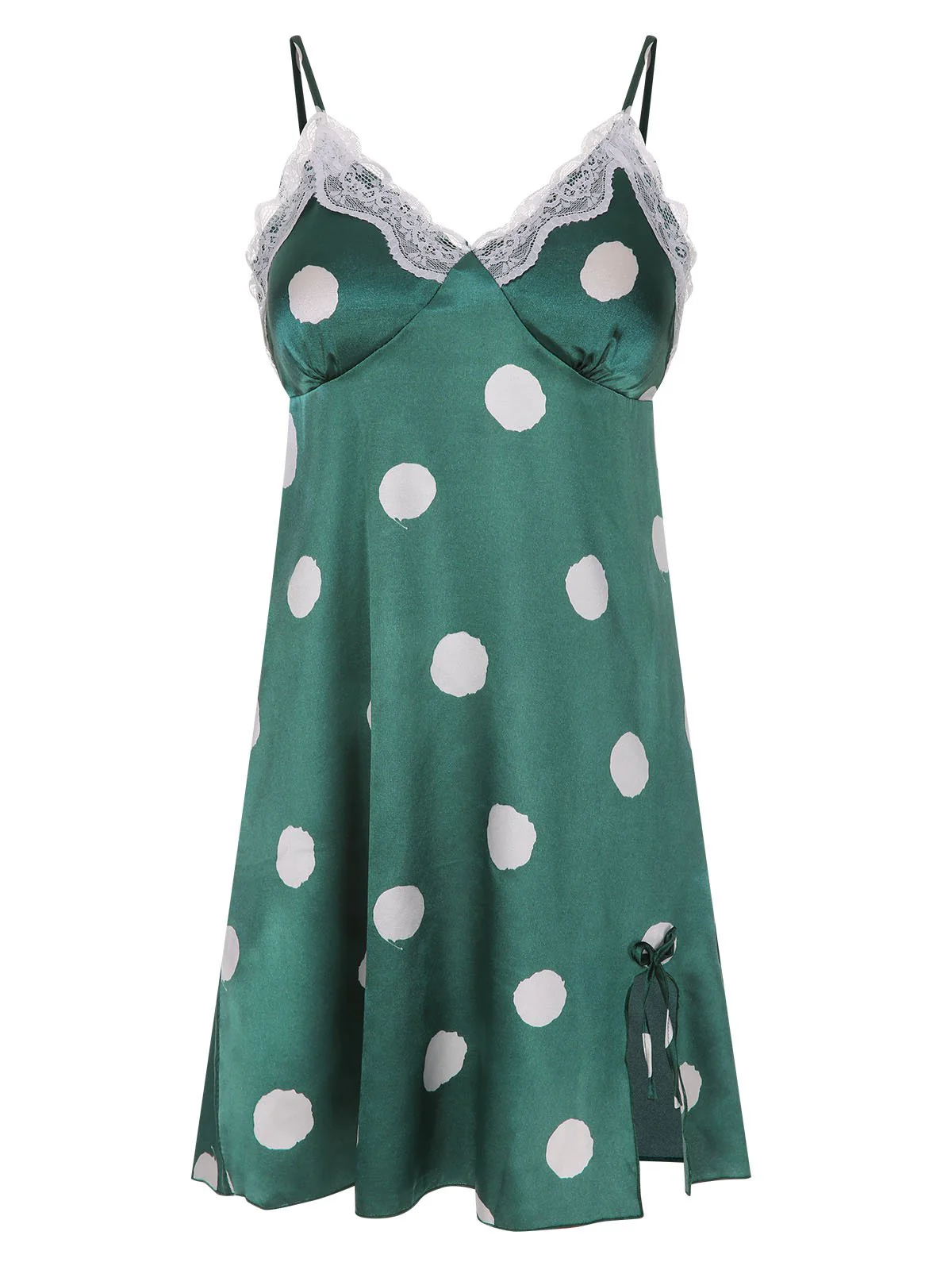 1950s Polka Dot Lace Spaghetti Straps Sleepwear - Image 2