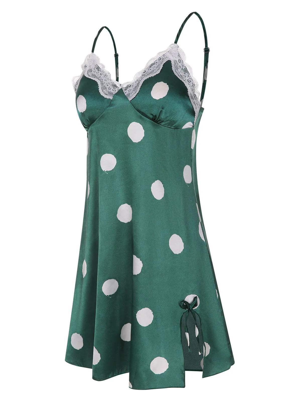 1950s Polka Dot Lace Spaghetti Straps Sleepwear - Image 3