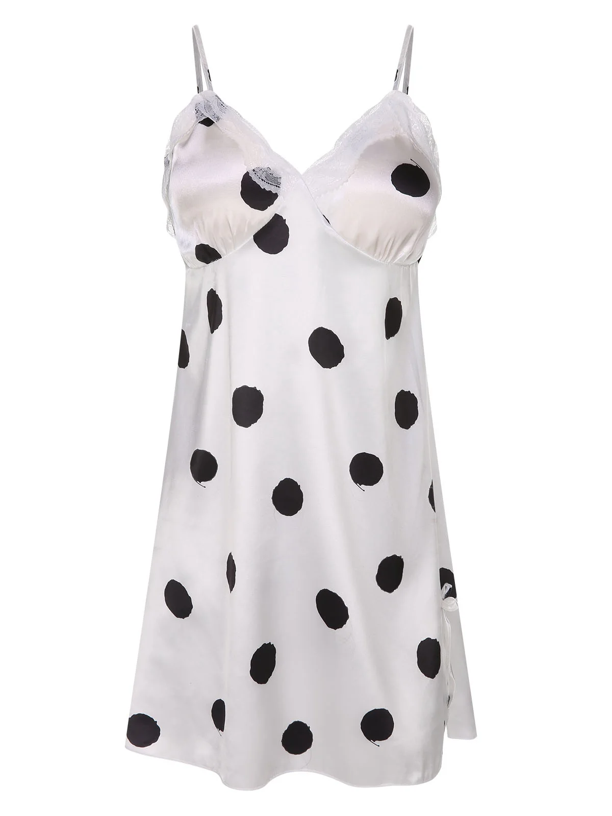 1950s Polka Dot Lace Spaghetti Straps Sleepwear - Image 8