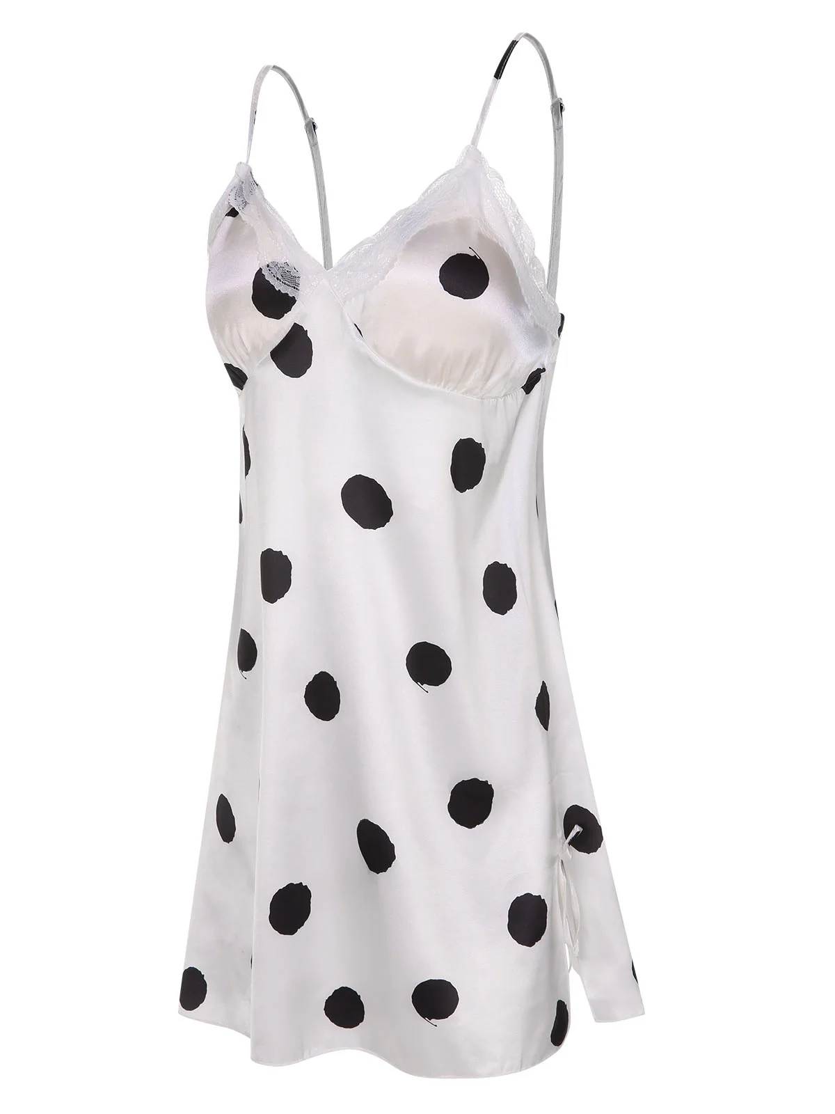 1950s Polka Dot Lace Spaghetti Straps Sleepwear - Image 9