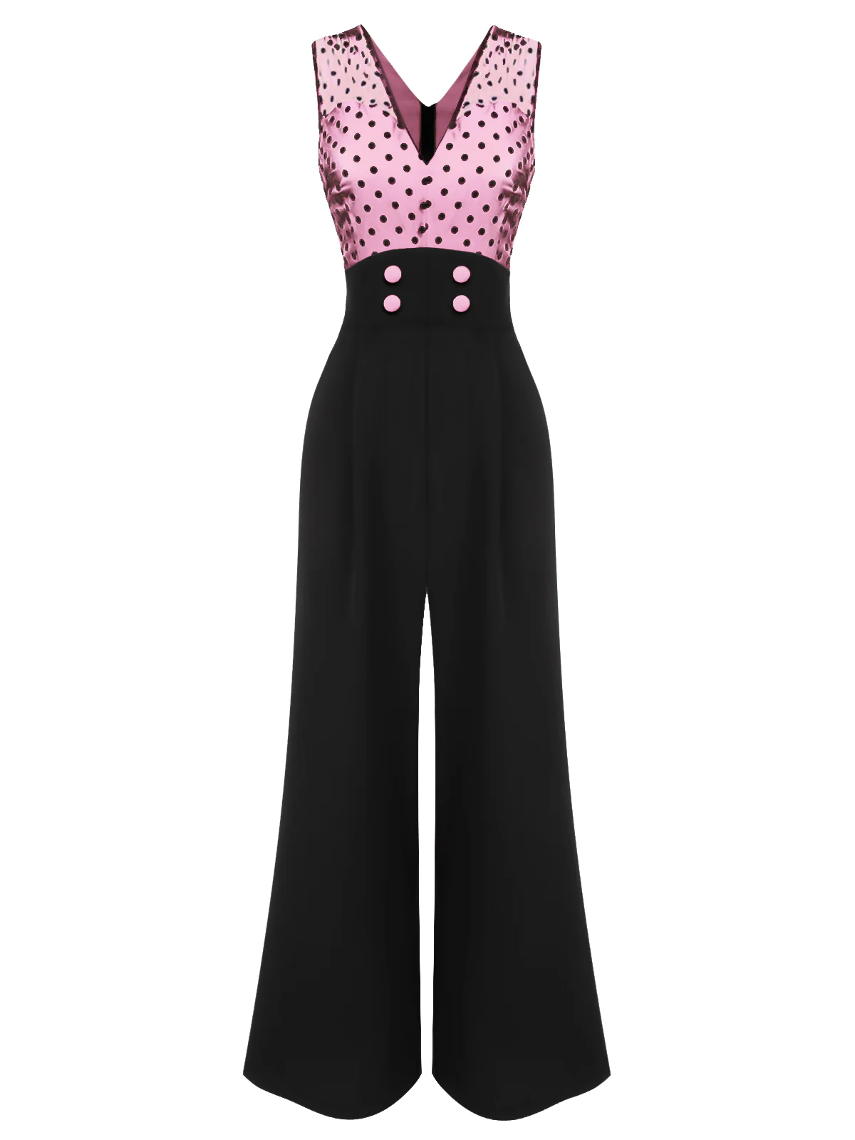 1930s Polka Dot Patchwork Button Jumpsuit - Image 7