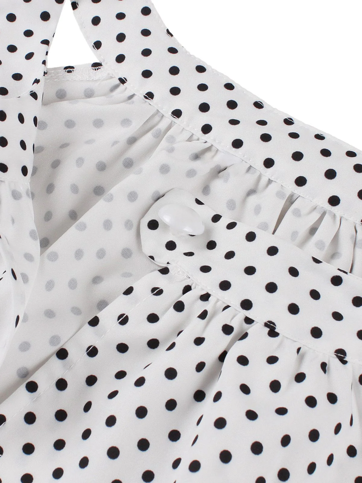 1950s Polka Dot Patchwork Halter Round-Neck Dress - Image 3