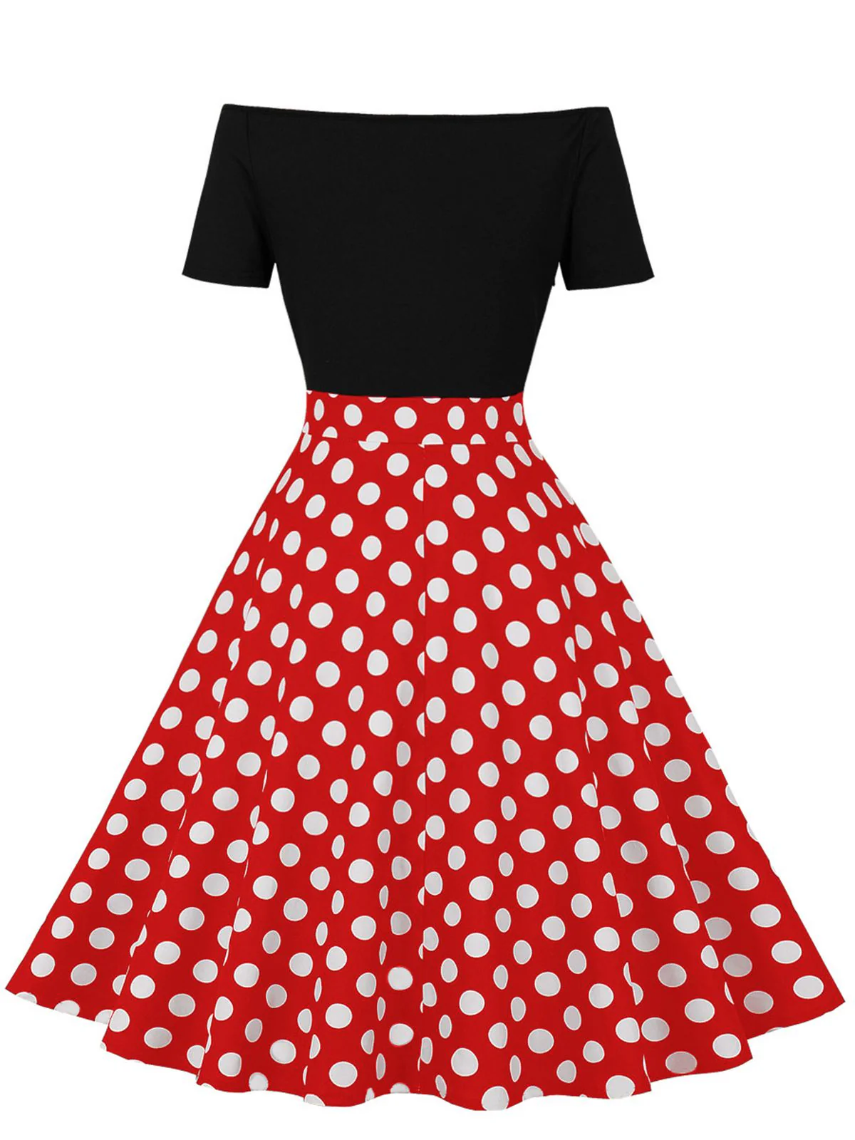 1950s Polka Dot Patchwork Short Sleeves Dress - Image 8
