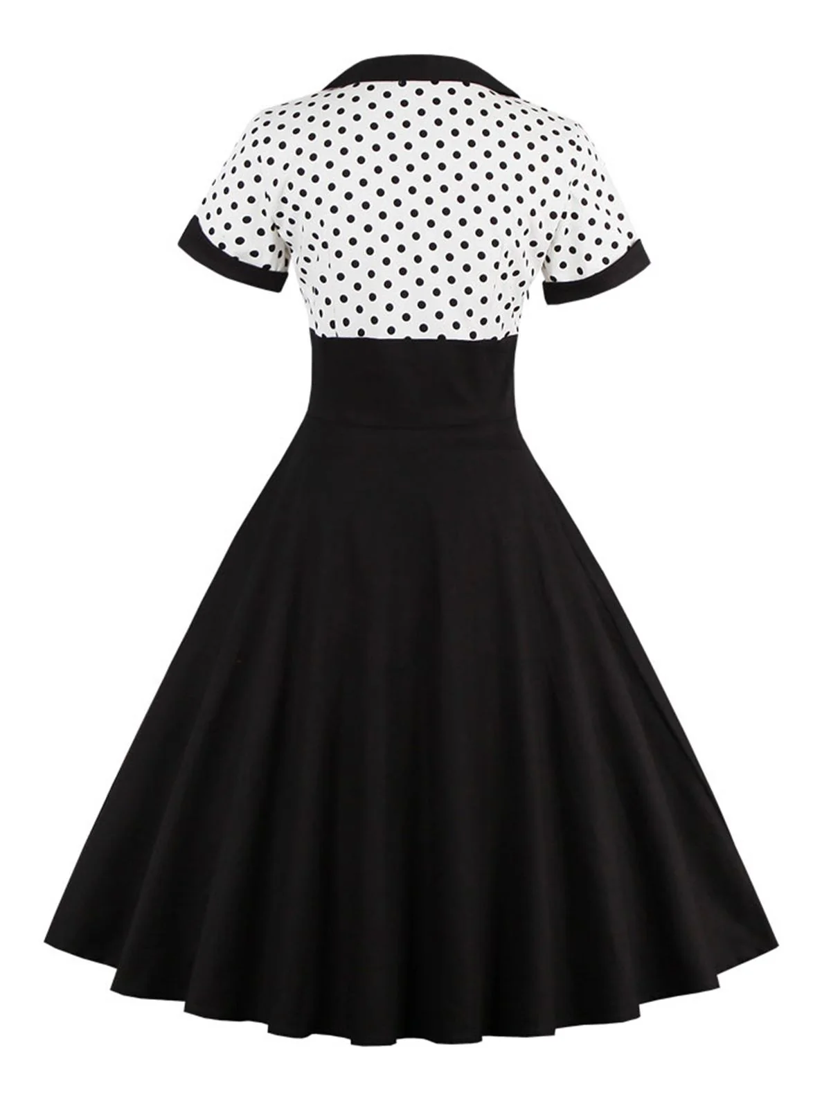 1950s Polka Dot Patchwork Swing Dress - Image 2