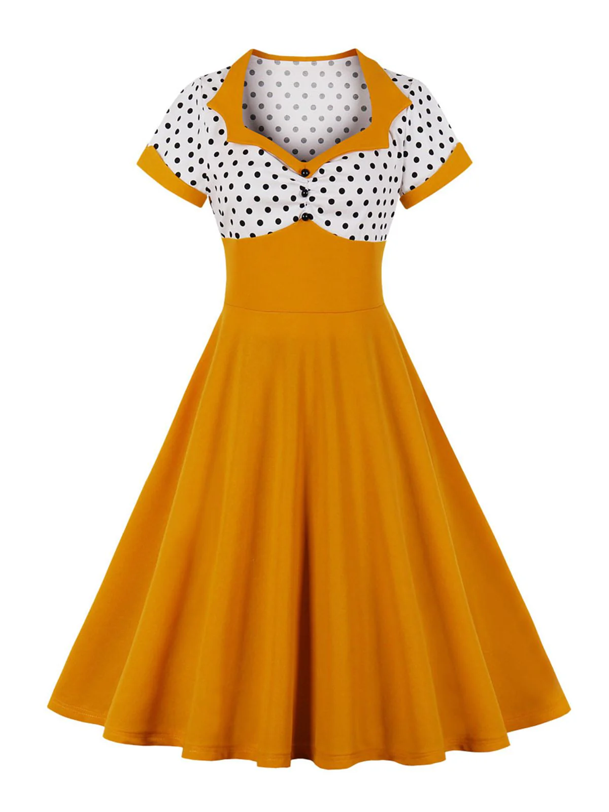1950s Polka Dot Patchwork Swing Dress - Image 9
