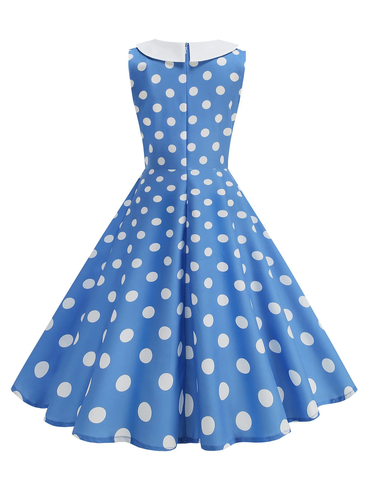 1950s Polka Dot Peter Pan Collar Sleeveless Dress - Image 2