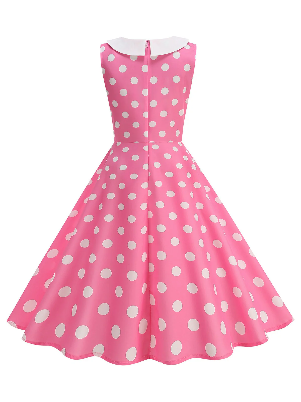 1950s Polka Dot Peter Pan Collar Sleeveless Dress - Image 7