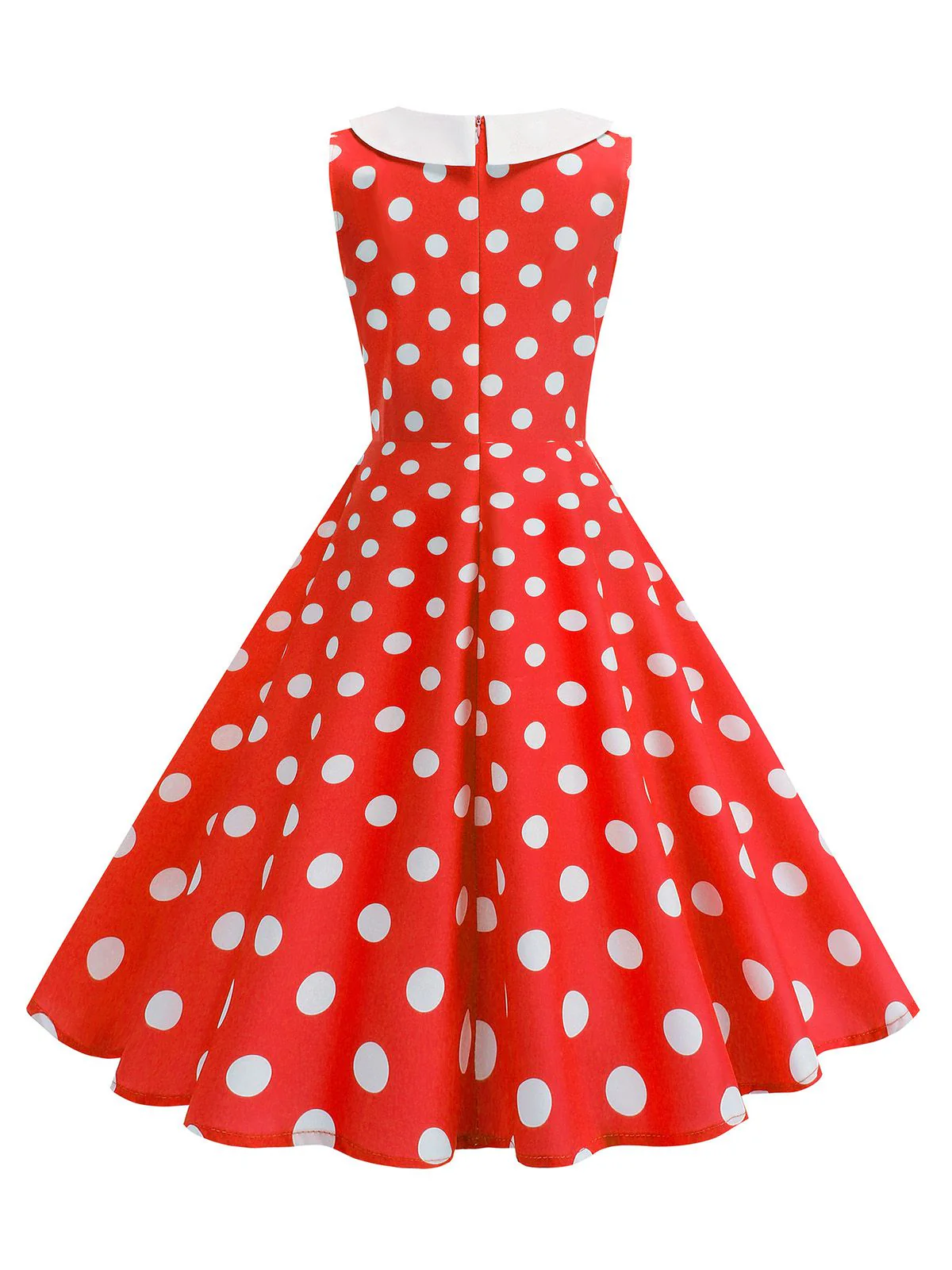 1950s Polka Dot Peter Pan Collar Sleeveless Dress - Image 9