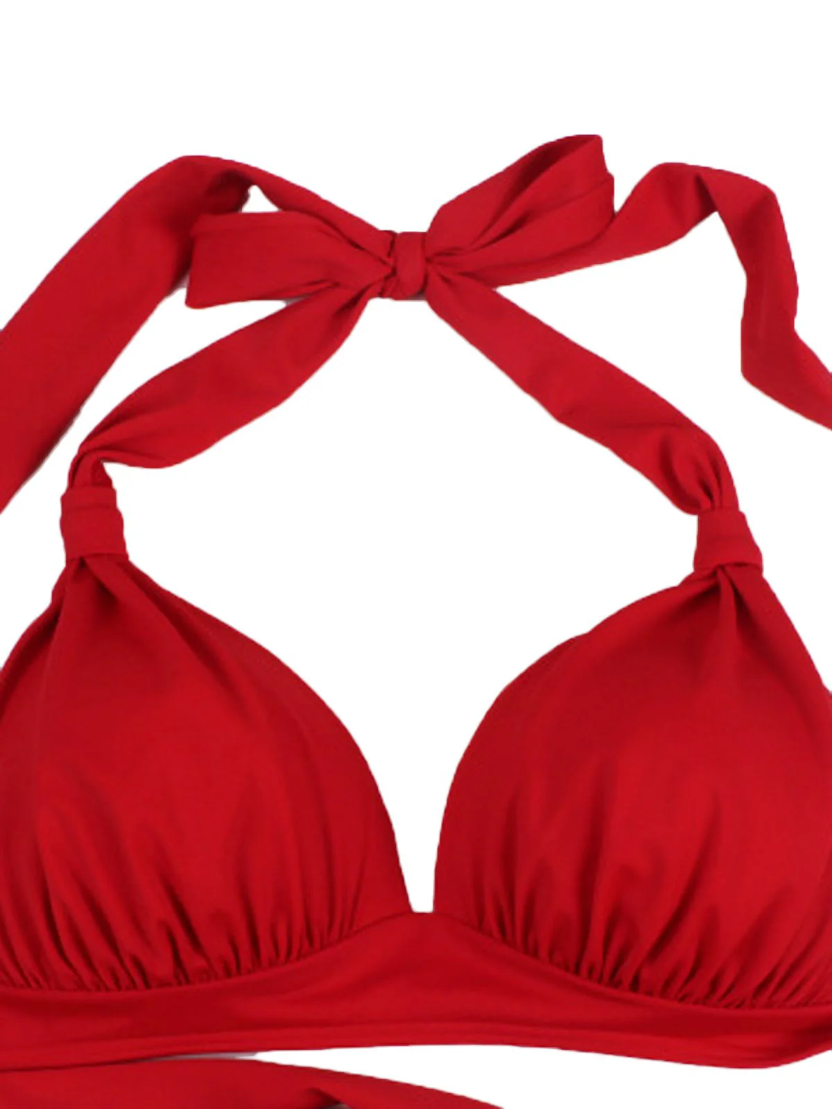[US Warehouse] 1950s Polka Dot Pleated Halter Bikini - Image 4