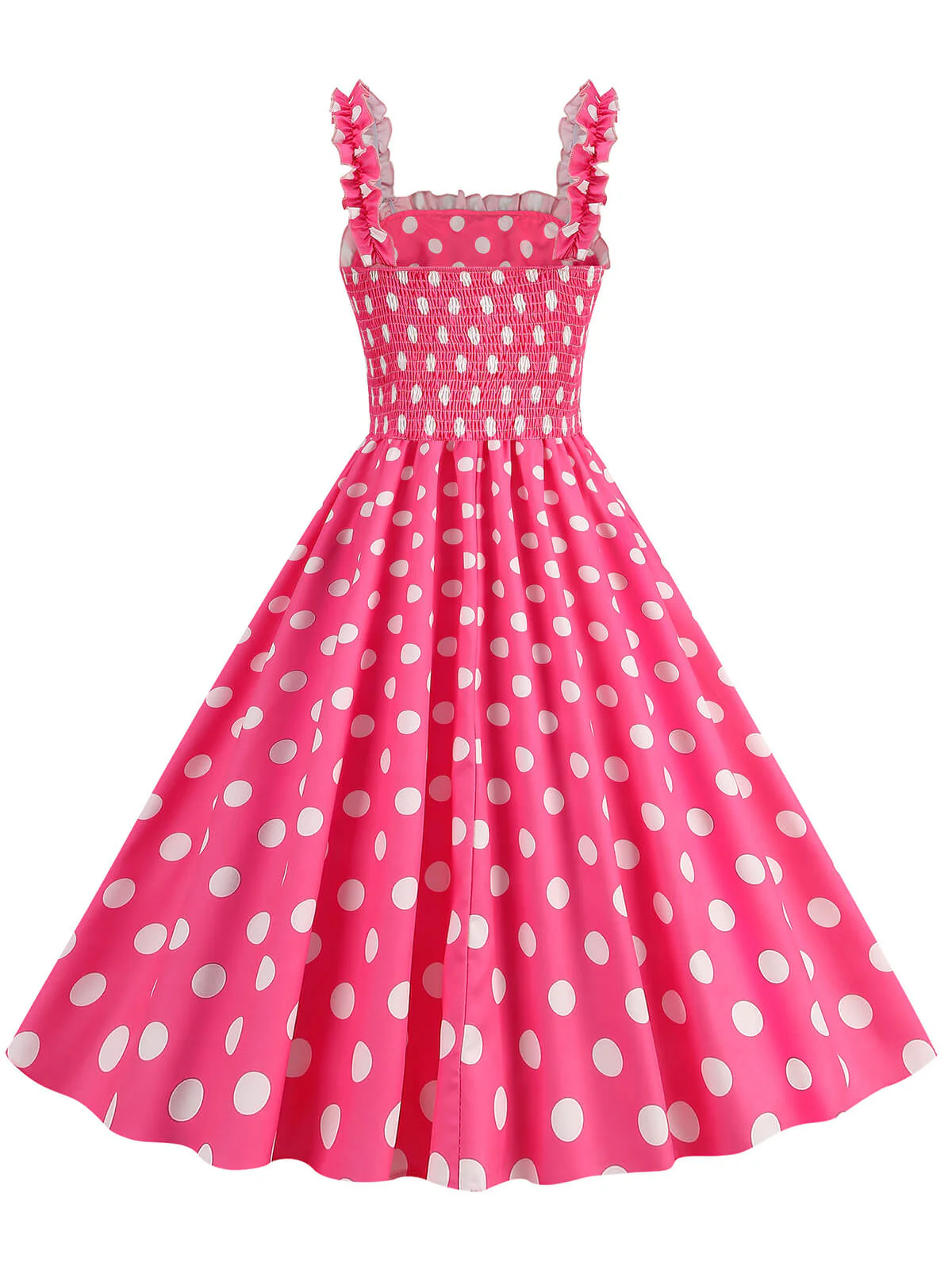 1950s Polka Dot Smocking Strap Dress - Image 14