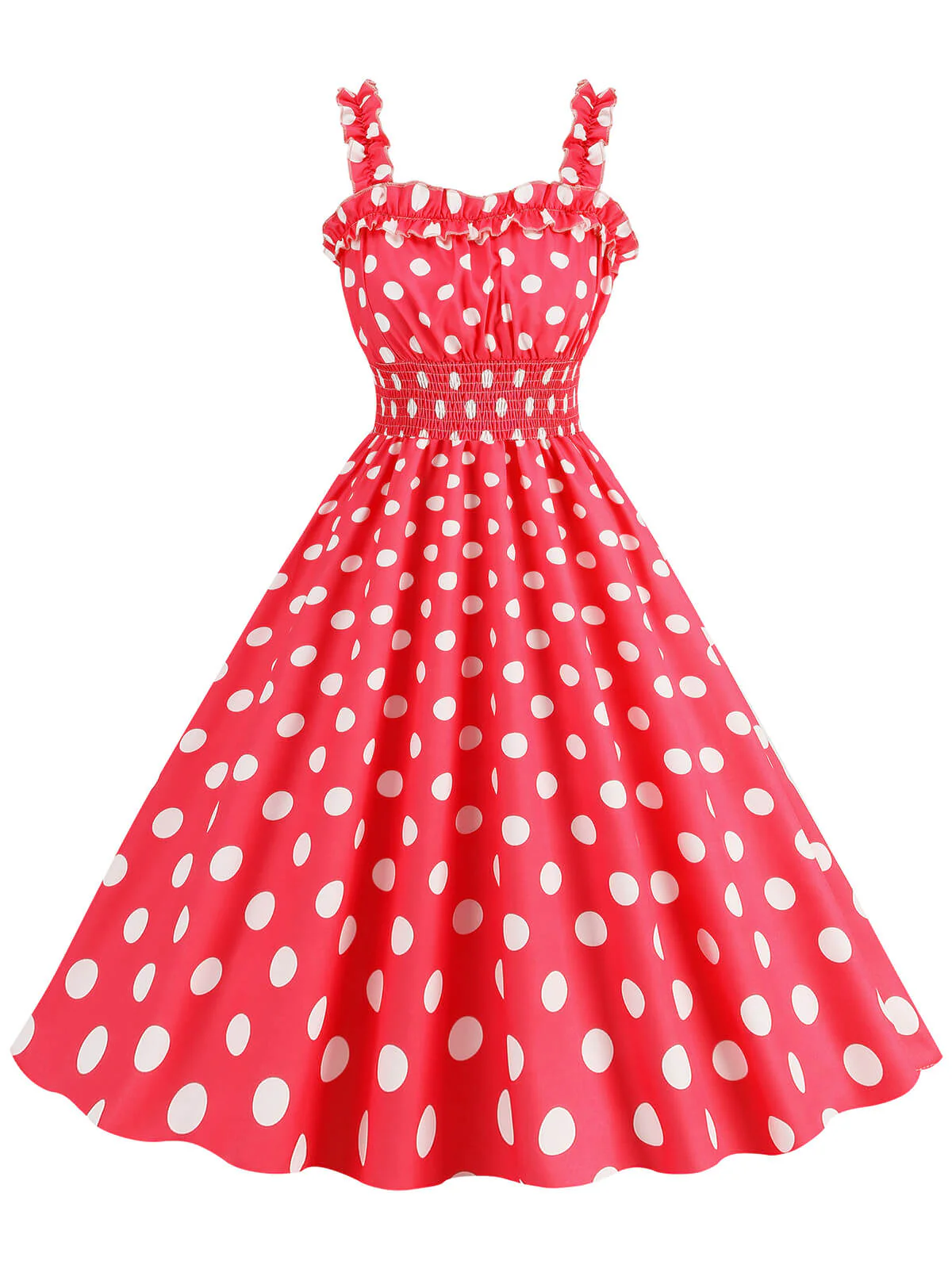 1950s Polka Dot Smocking Strap Dress - Image 15