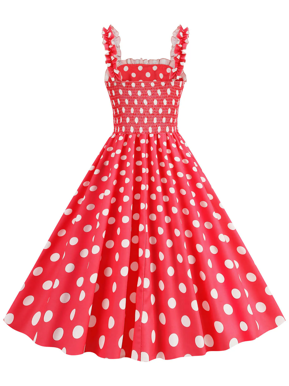 1950s Polka Dot Smocking Strap Dress - Image 17