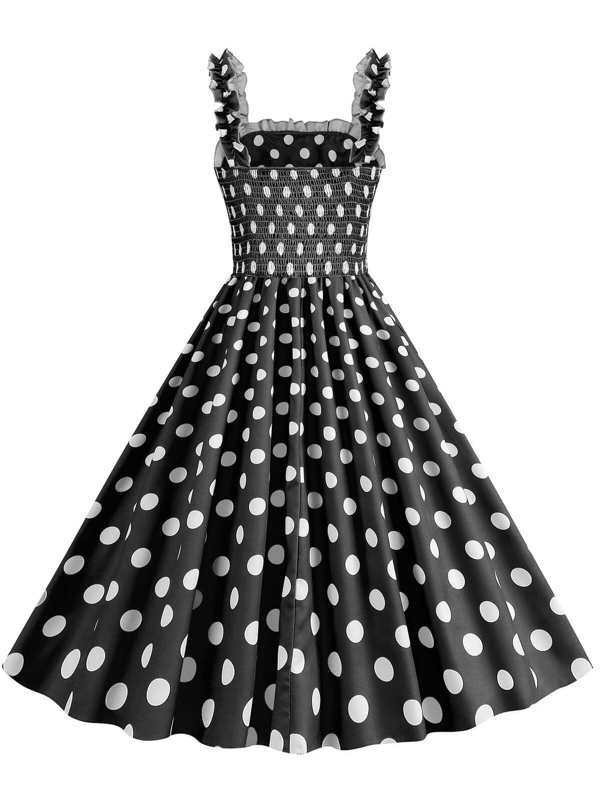 1950s Polka Dot Smocking Strap Dress - Image 8