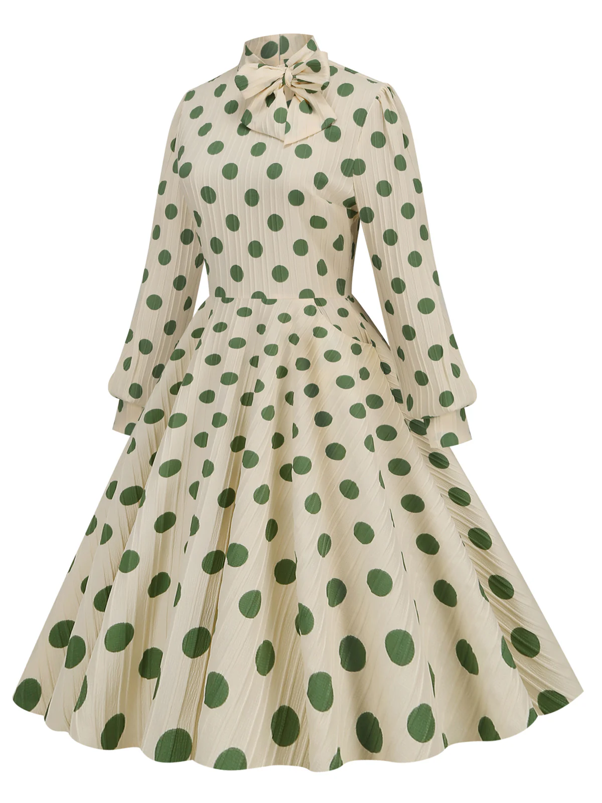 1950s Polka Dots Bowknot Swing Dress - Image 2
