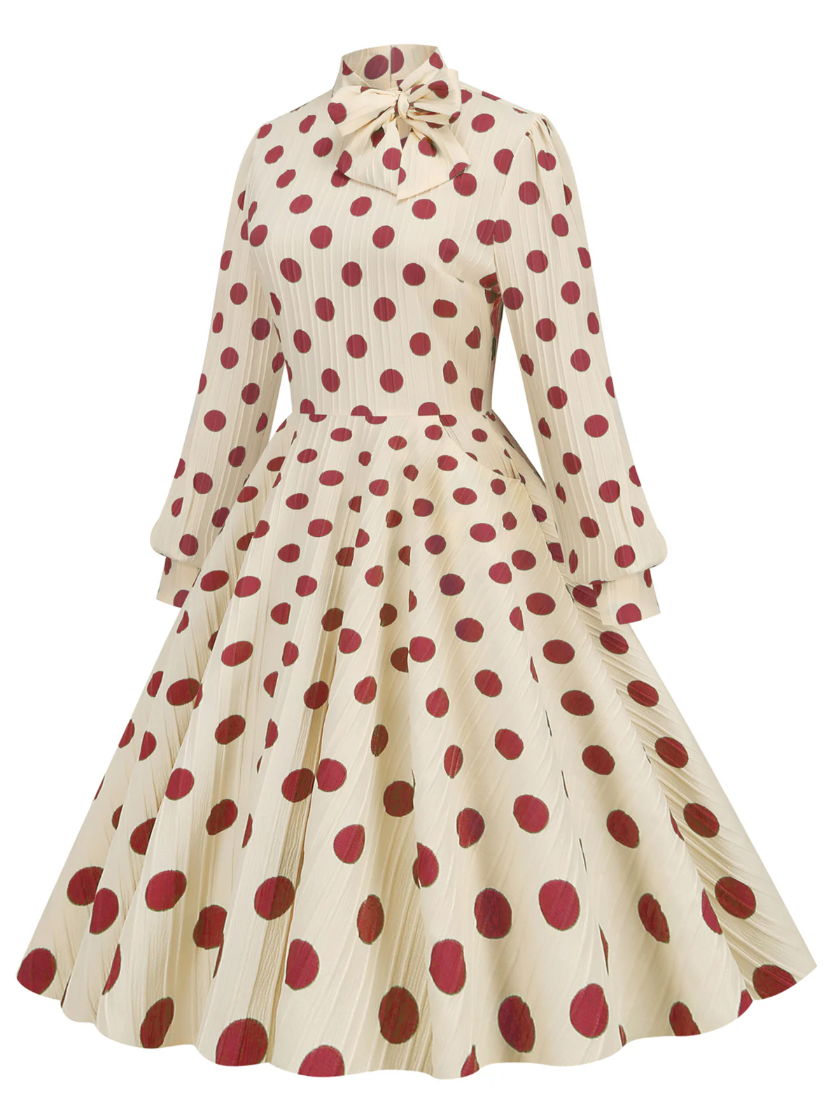 1950s Polka Dots Bowknot Swing Dress - Image 7