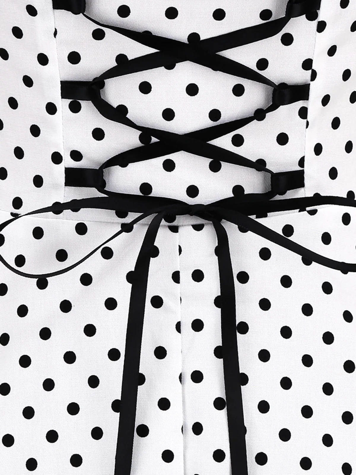 1950s Polka Dots Lace Up Halter Swing Dress - Image 4
