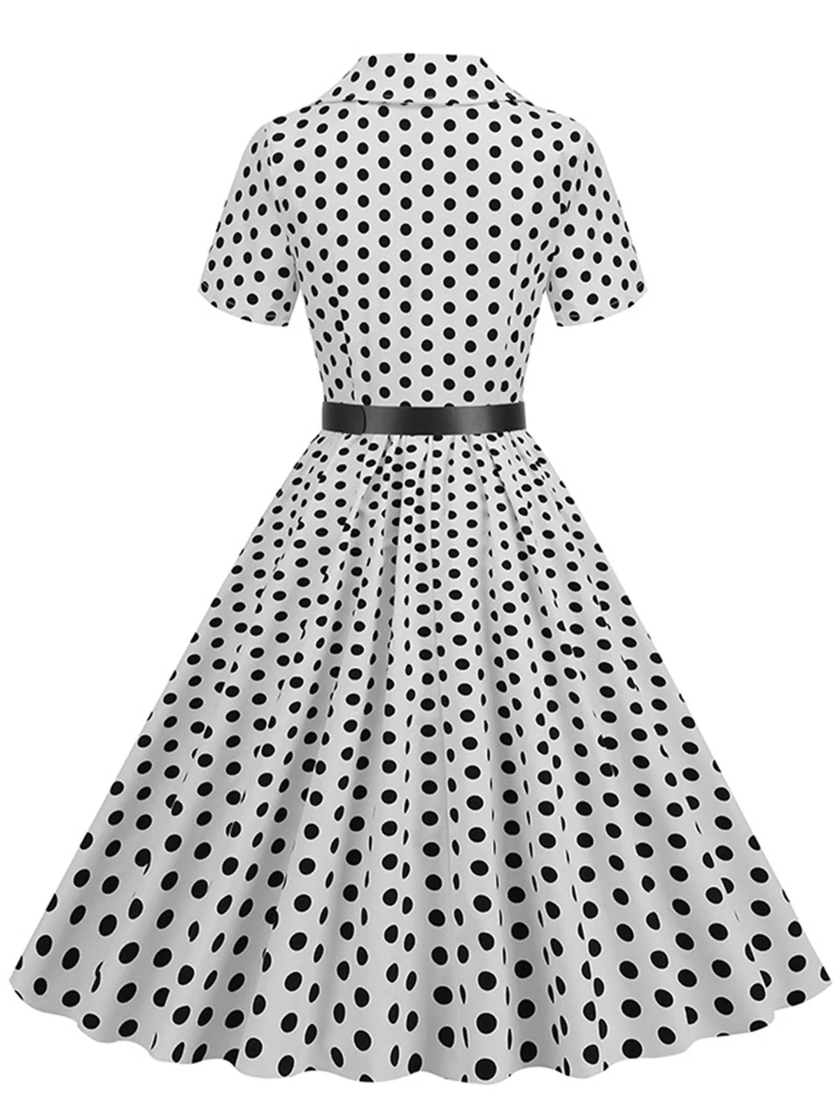 1950s Polka Dots Lapel Belted Dress - Image 12