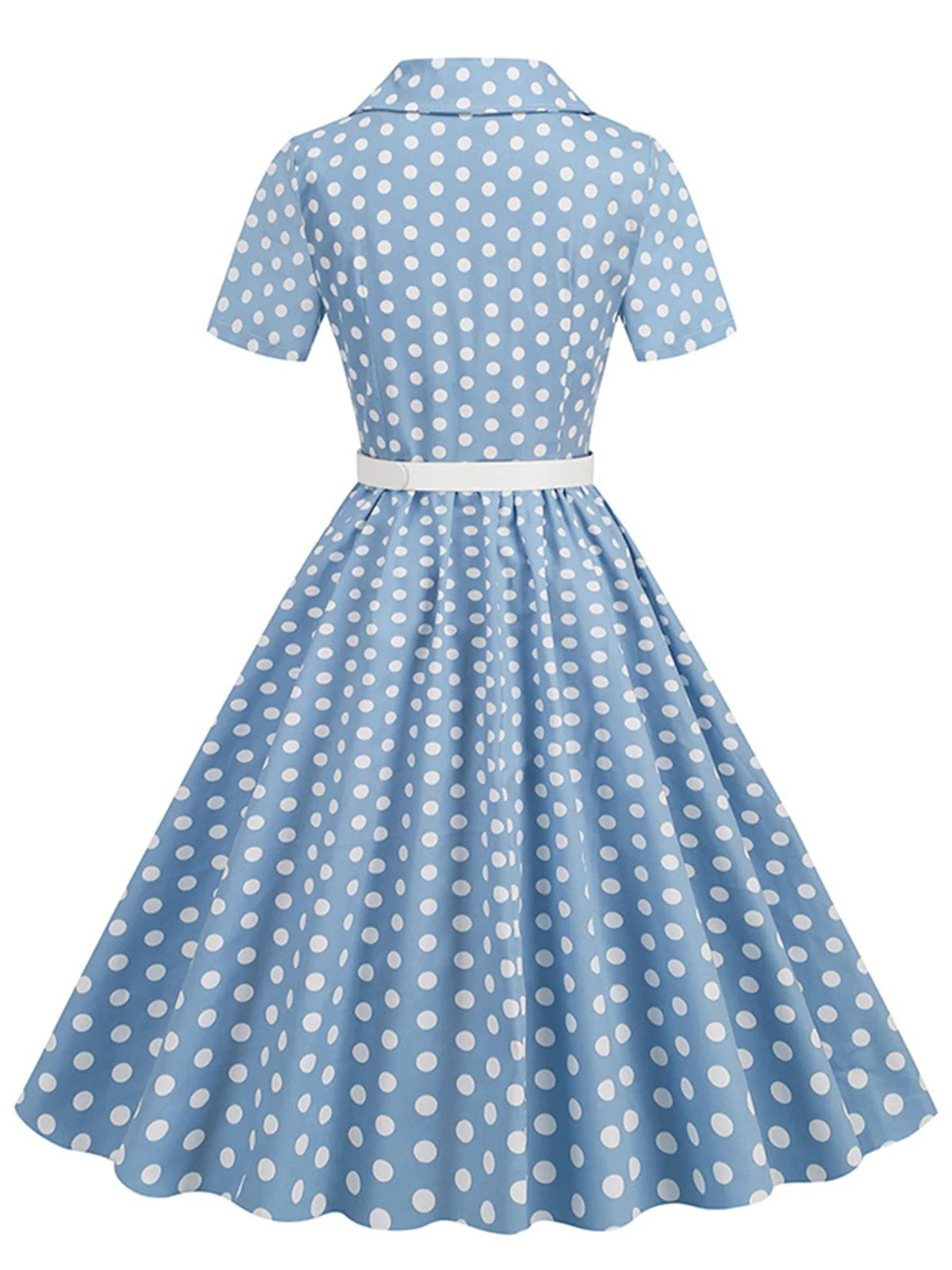 1950s Polka Dots Lapel Belted Dress - Image 3