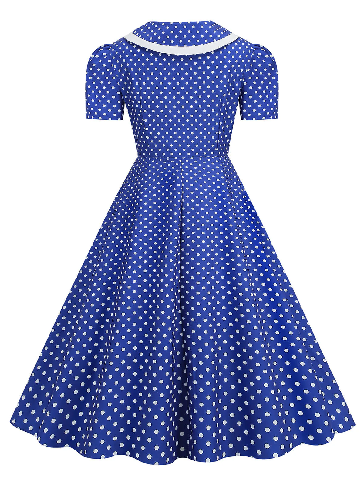 1950s Polka Dots Lapel Bowknot Swing Dress - Image 3