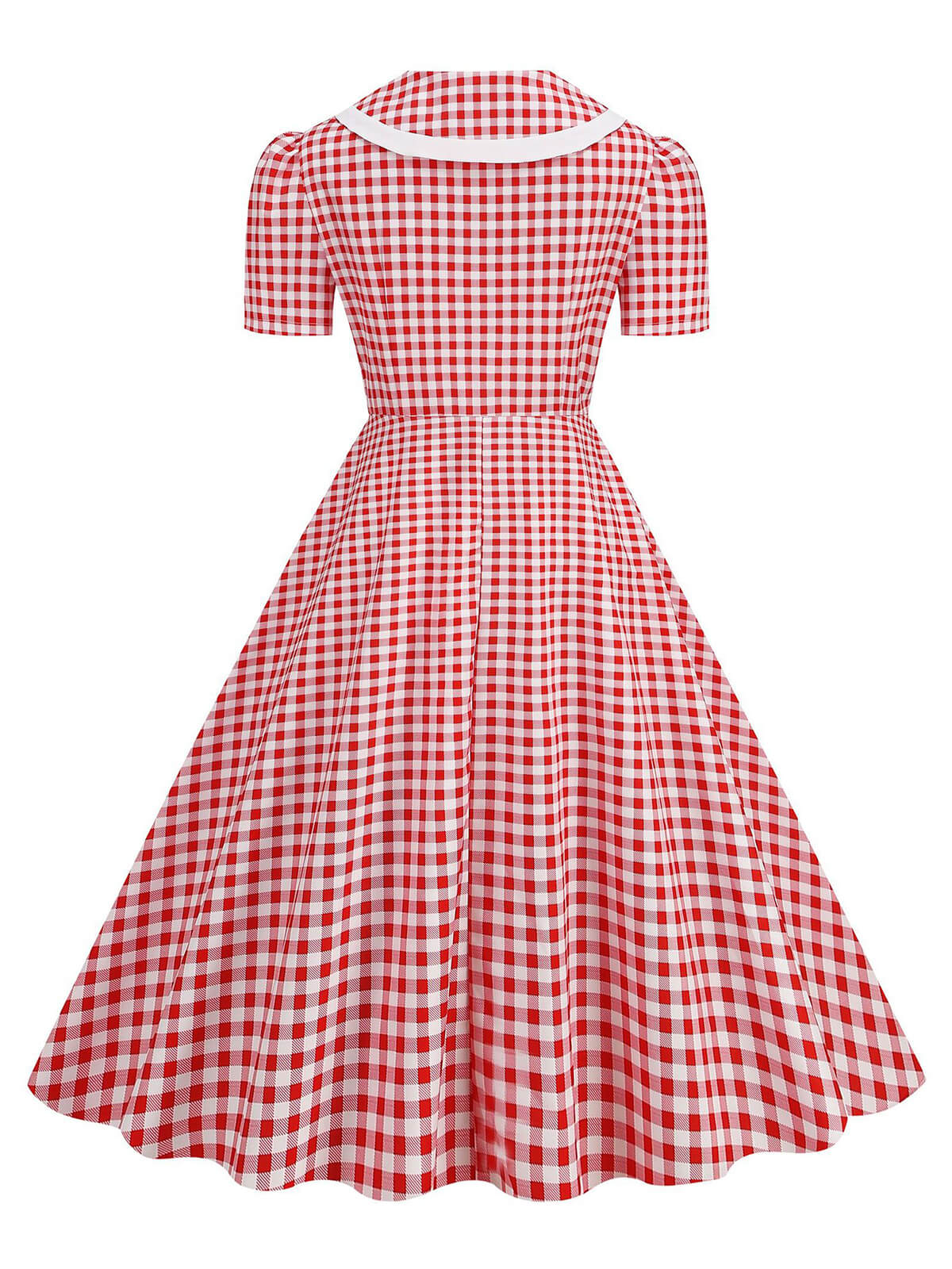 1950s Polka Dots Lapel Bowknot Swing Dress - Image 6