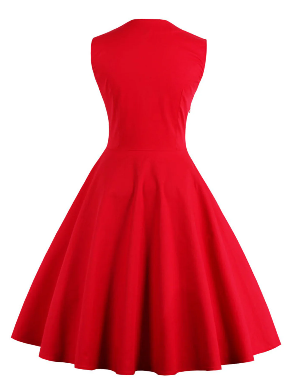 1950s Polka Dots Lapel Patchwork Swing Dress - Image 11