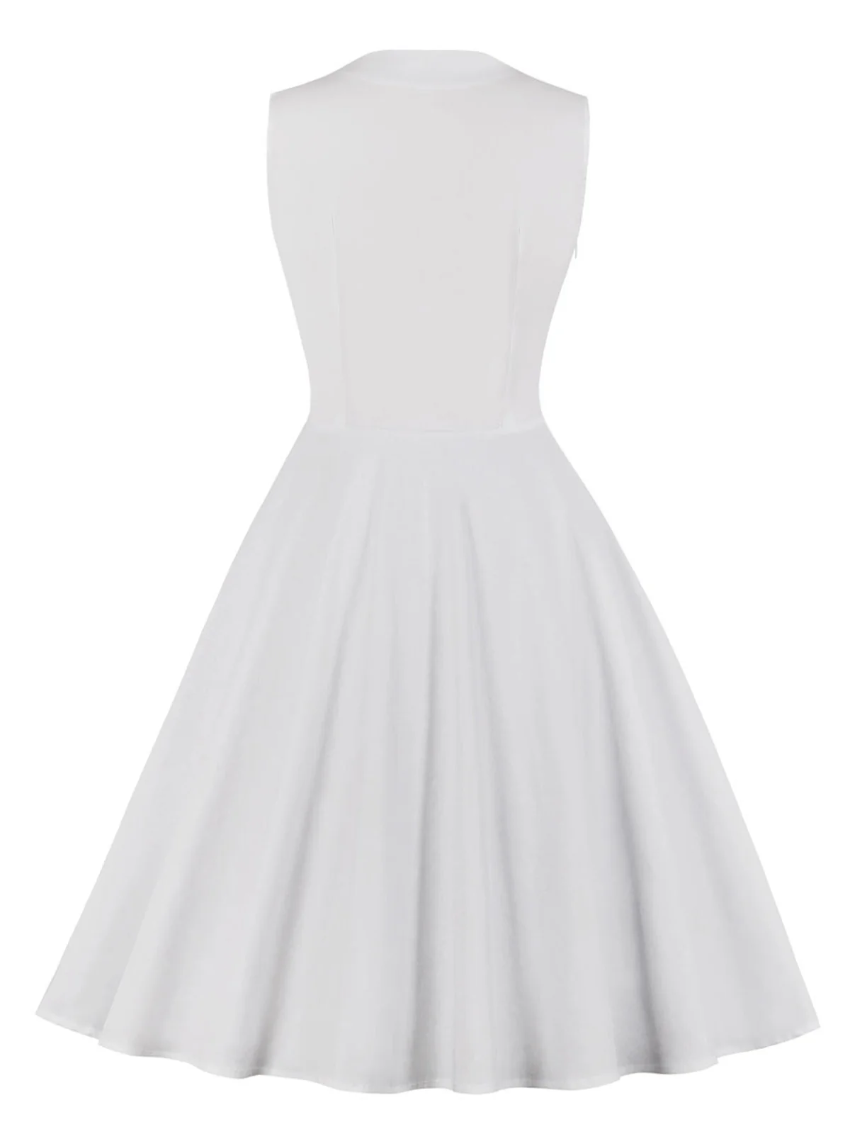 1950s Polka Dots Lapel Patchwork Swing Dress - Image 13