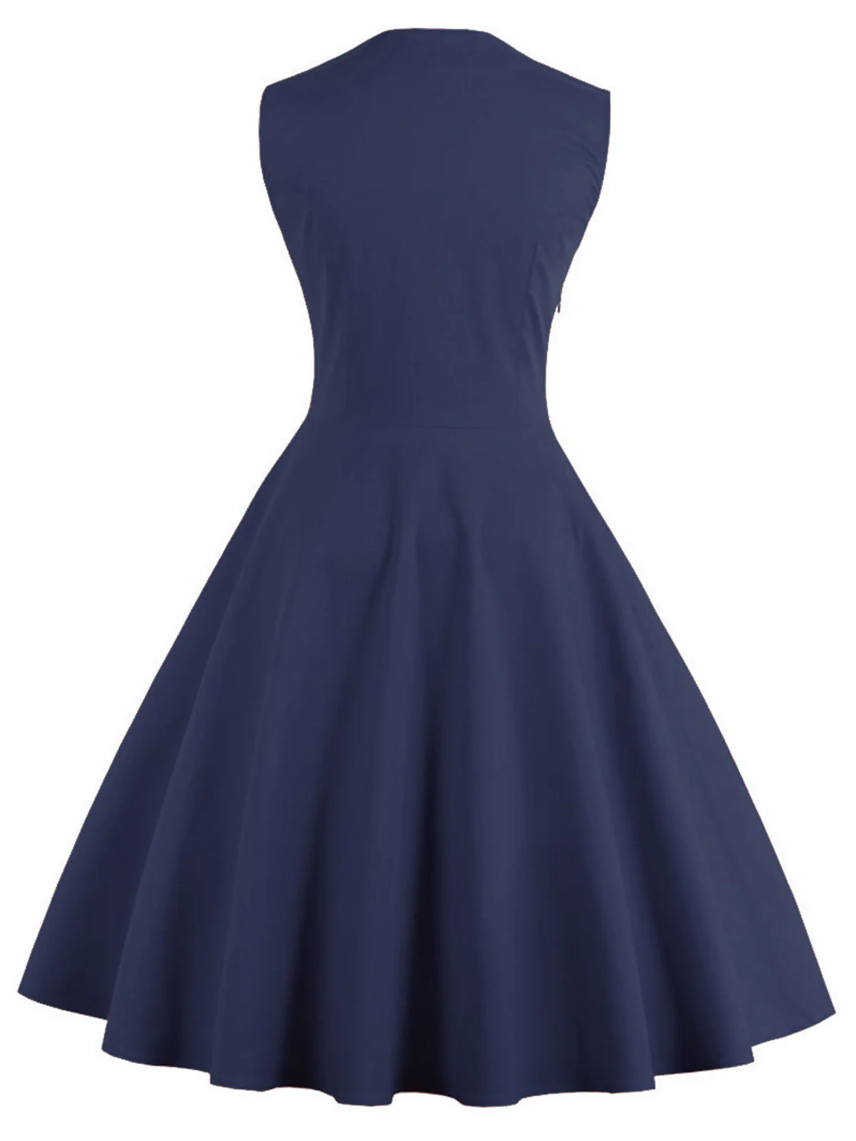 1950s Polka Dots Lapel Patchwork Swing Dress - Image 8