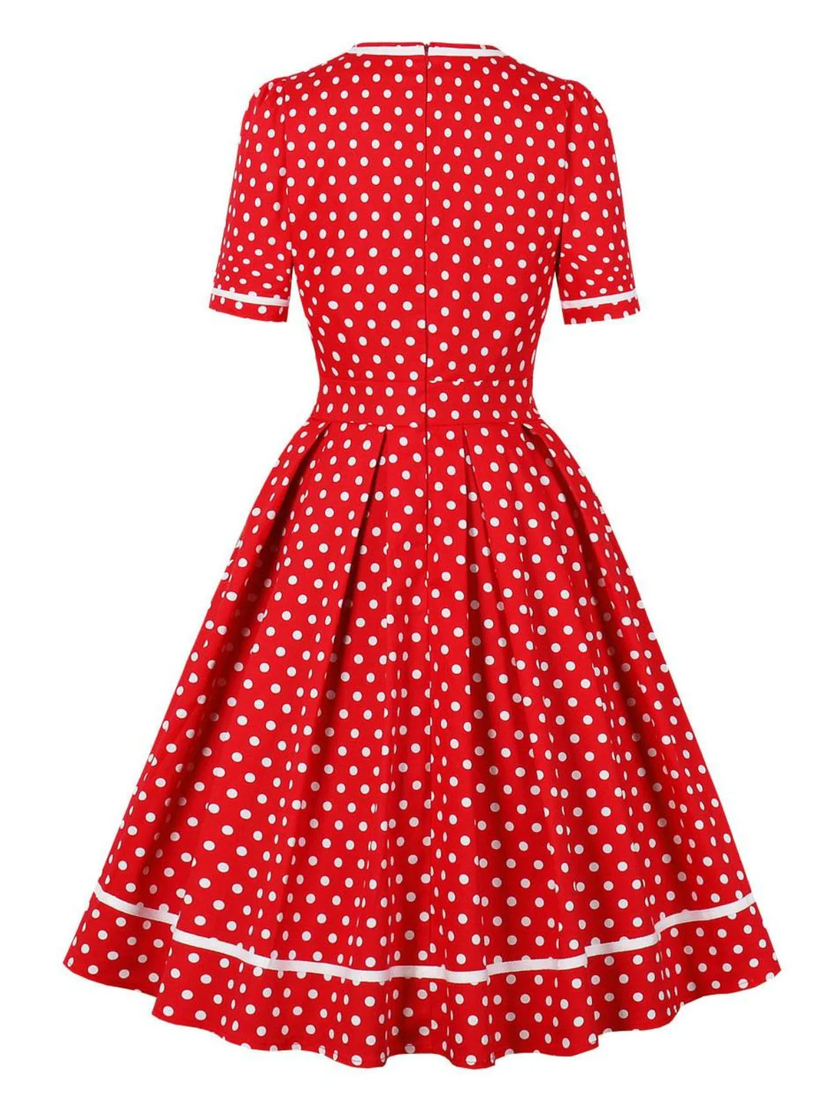 1950s Polka Dots Patchwork Swing Dress - Image 2