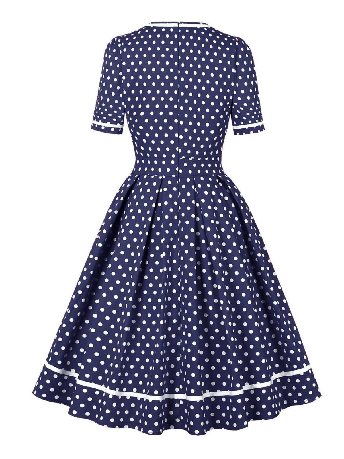 1950s Polka Dots Patchwork Swing Dress - Image 4