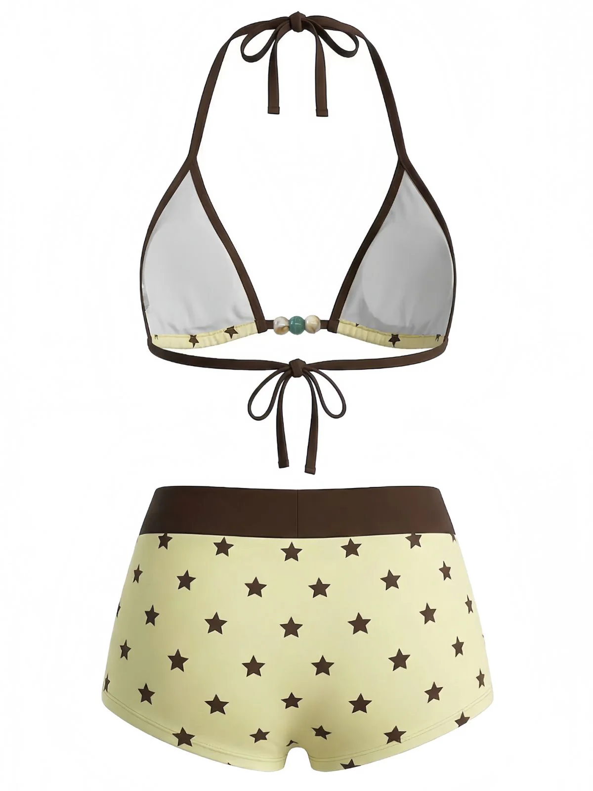 [Pre-Sale] 1950s Polka Dots Tie Halter Beaded Swimwear Set - Image 4