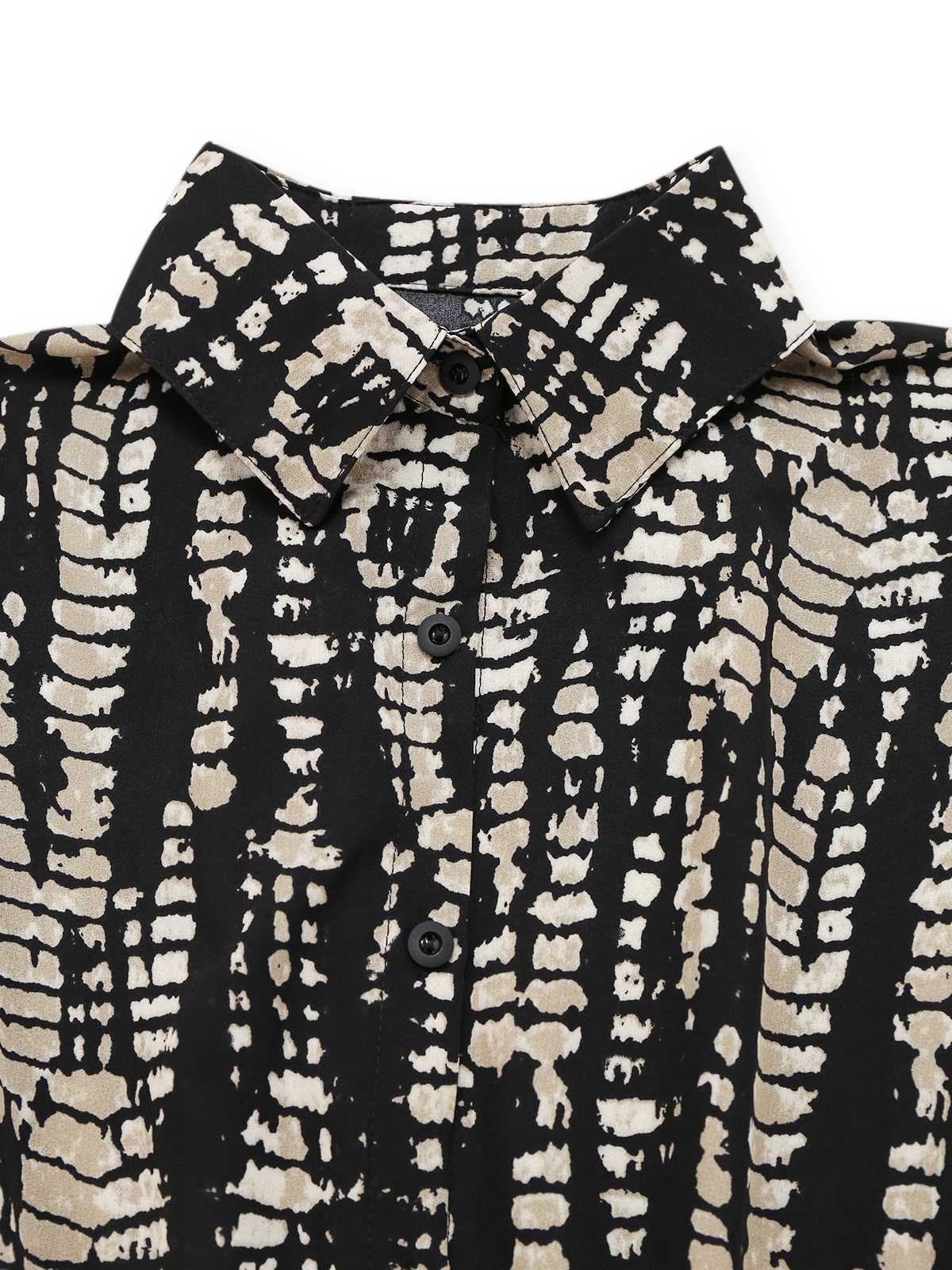 1950s Print Tie Waist Shirt Romper - Image 3