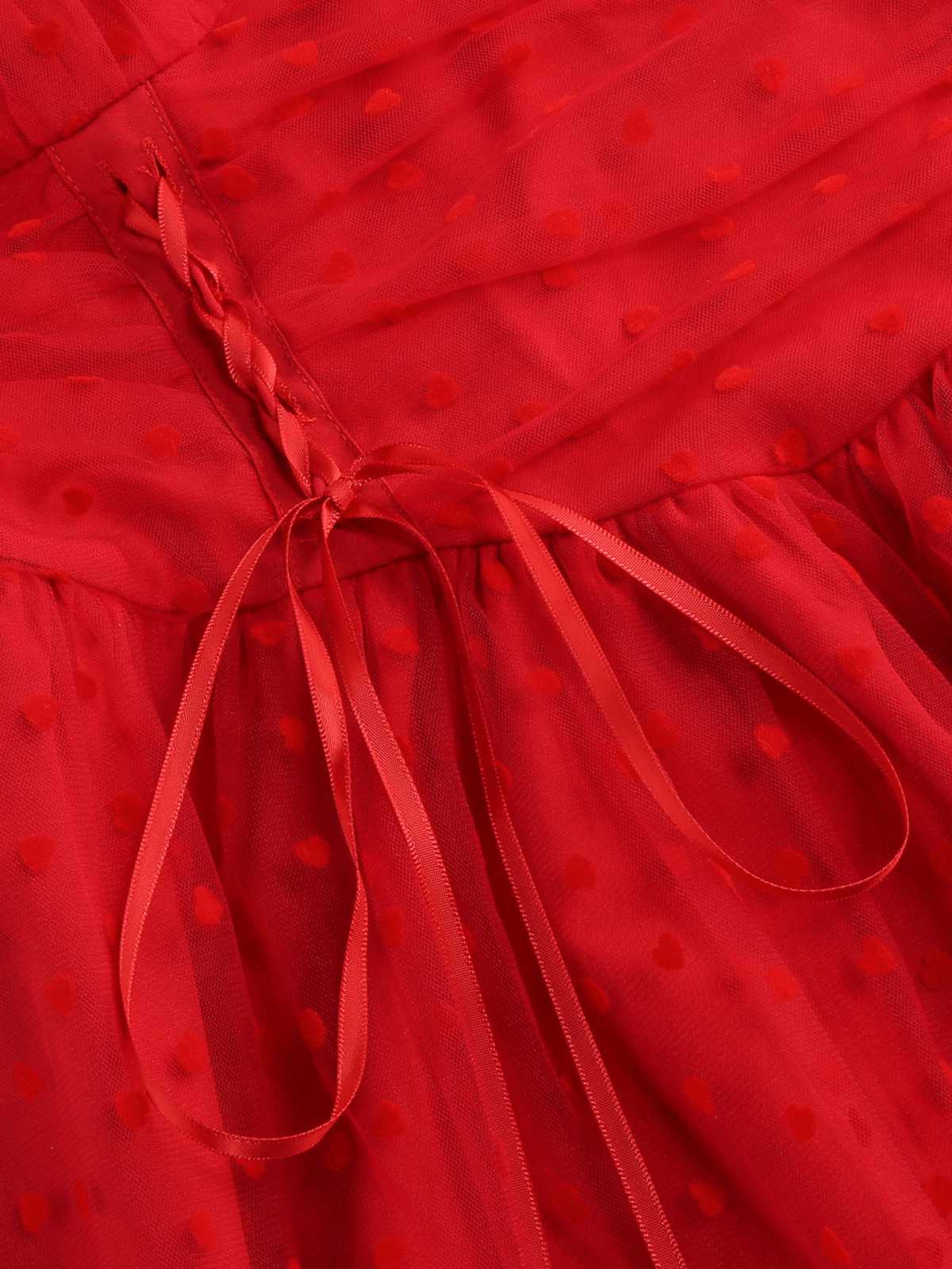 1950s Puff Sleeve Valentine Heart Mesh Dress - Image 12