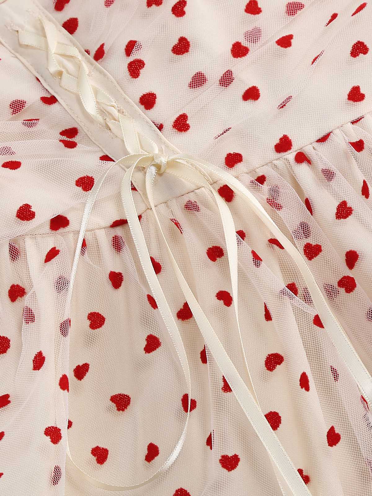 1950s Puff Sleeve Valentine Heart Mesh Dress - Image 16