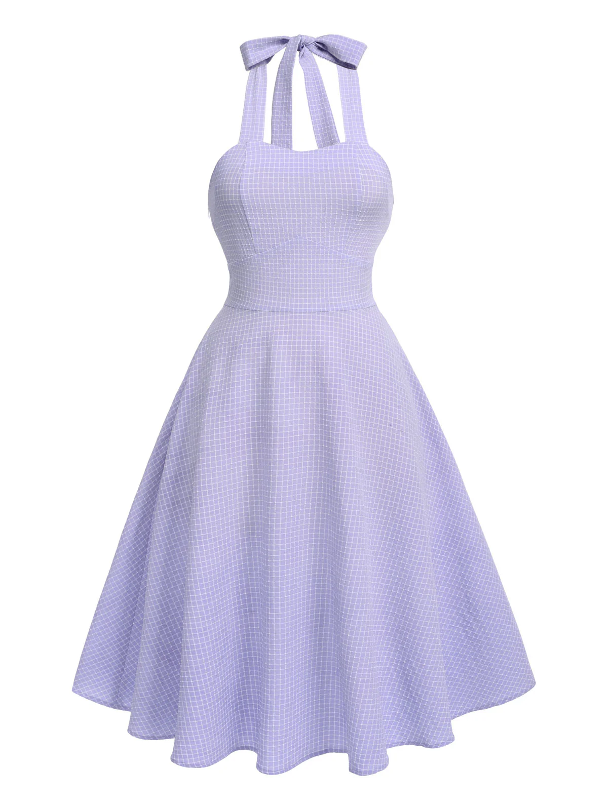 1950s Purple Halter Swing Vintage Dress - Image 2