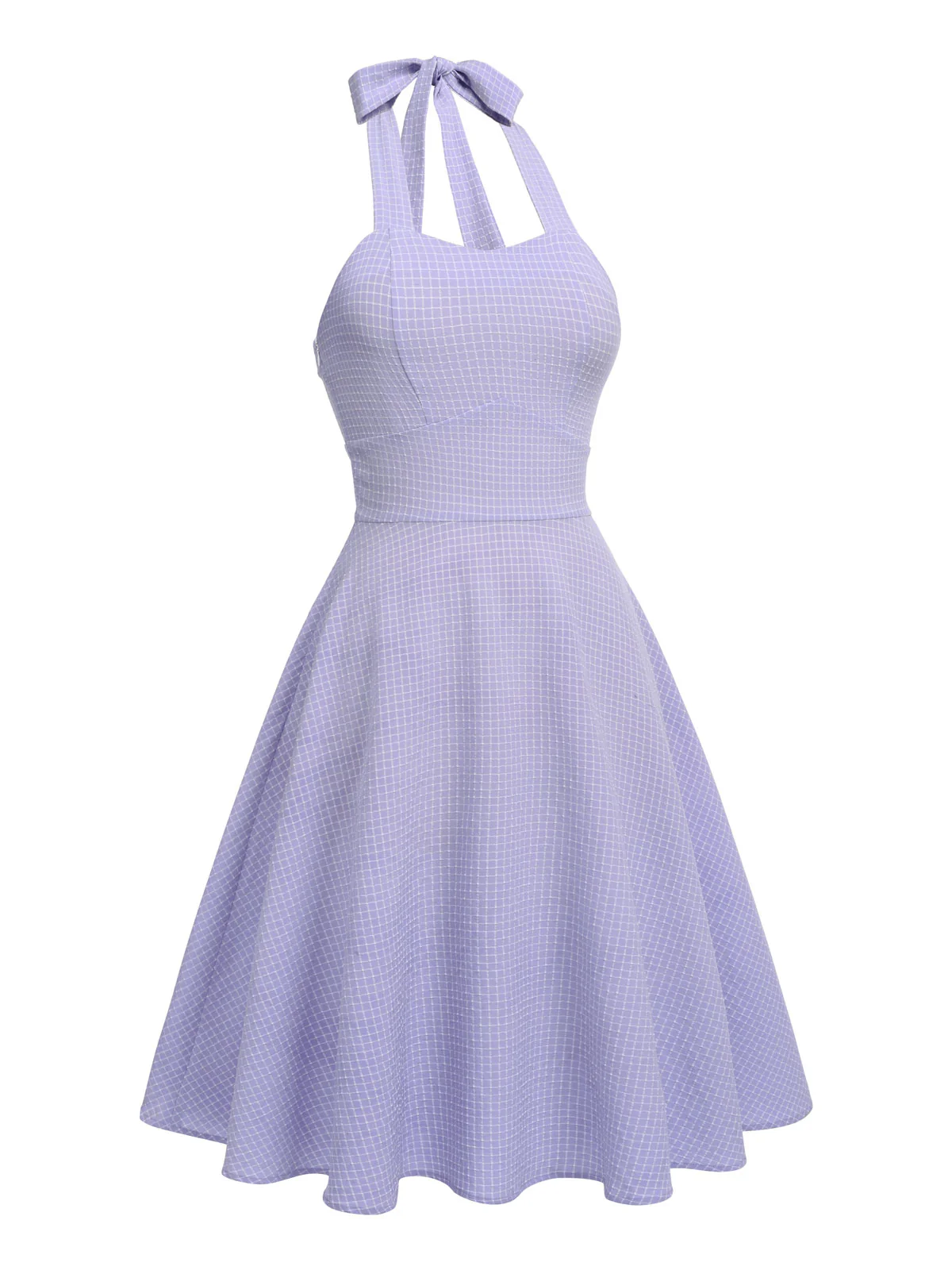 1950s Purple Halter Swing Vintage Dress - Image 3